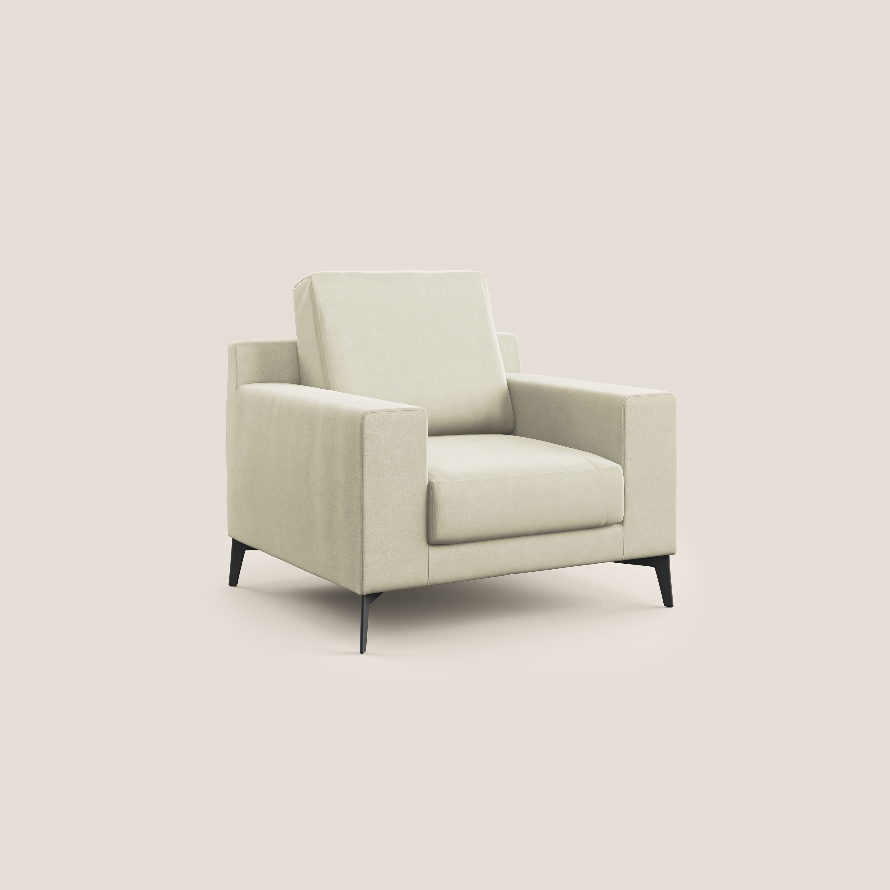 Prestige poltroncina moderna in microfibra smacchiabile T11 panna - divani.store