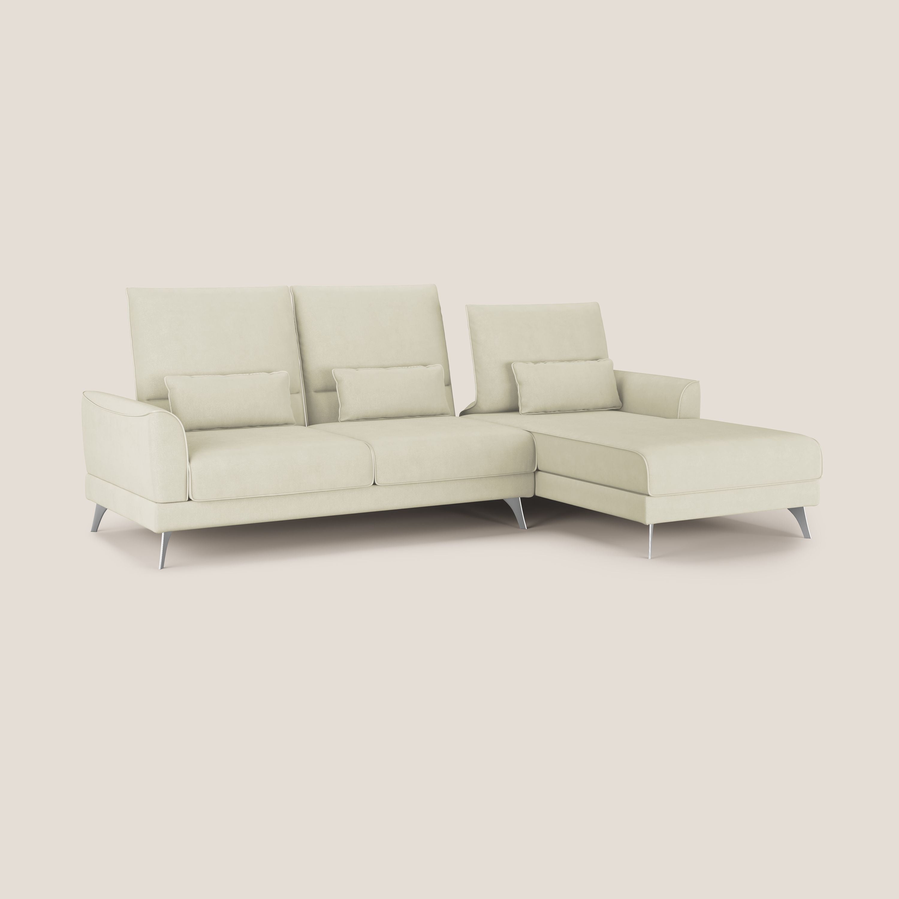 Tommy Divano angolare con relax e schienali traslanti in microfibra smacchiabile T11 panna - divani.store