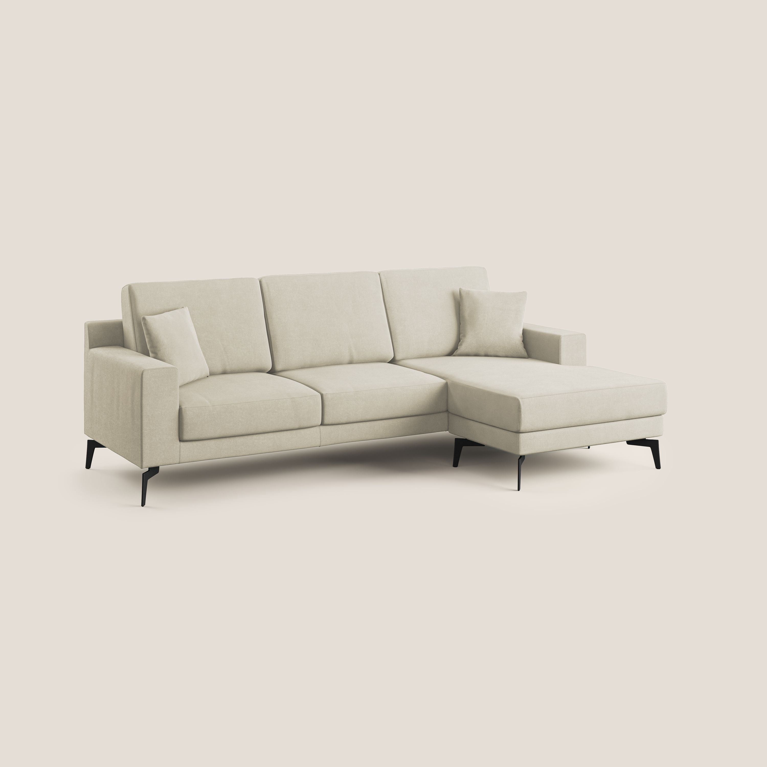 Prestige divano angolare reversibile in microfibra smacchiabile T11 panna - divani.store