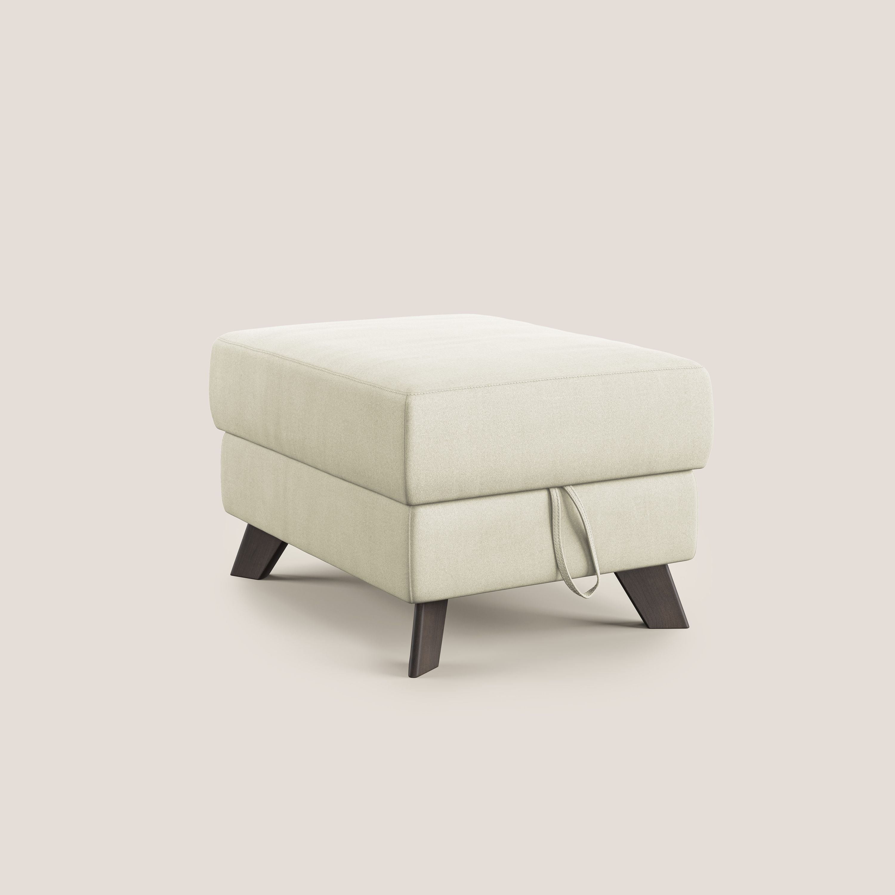 Moon Pouf contenitore e piedini alti in microfibra impermeabile T11 panna - divani.store