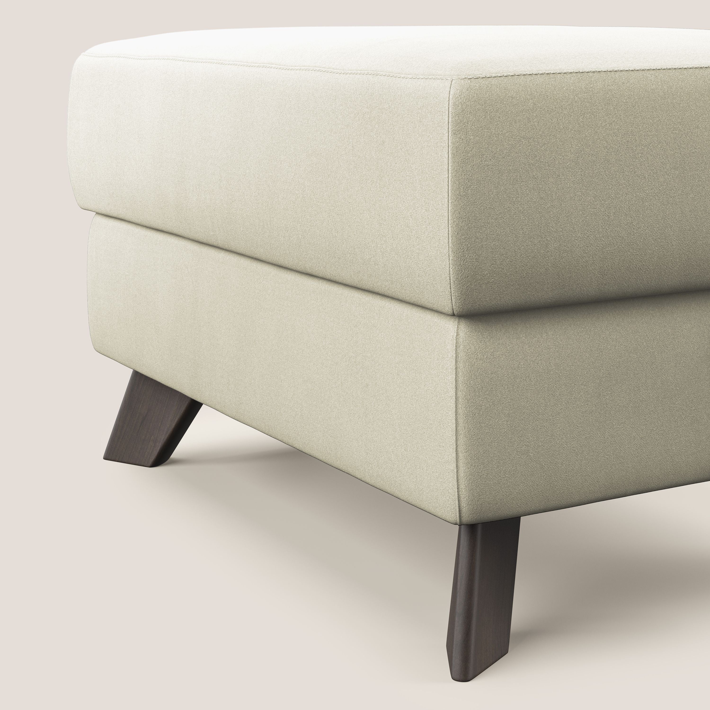 Moon Pouf contenitore e piedini alti in microfibra impermeabile T11 panna - divani.store