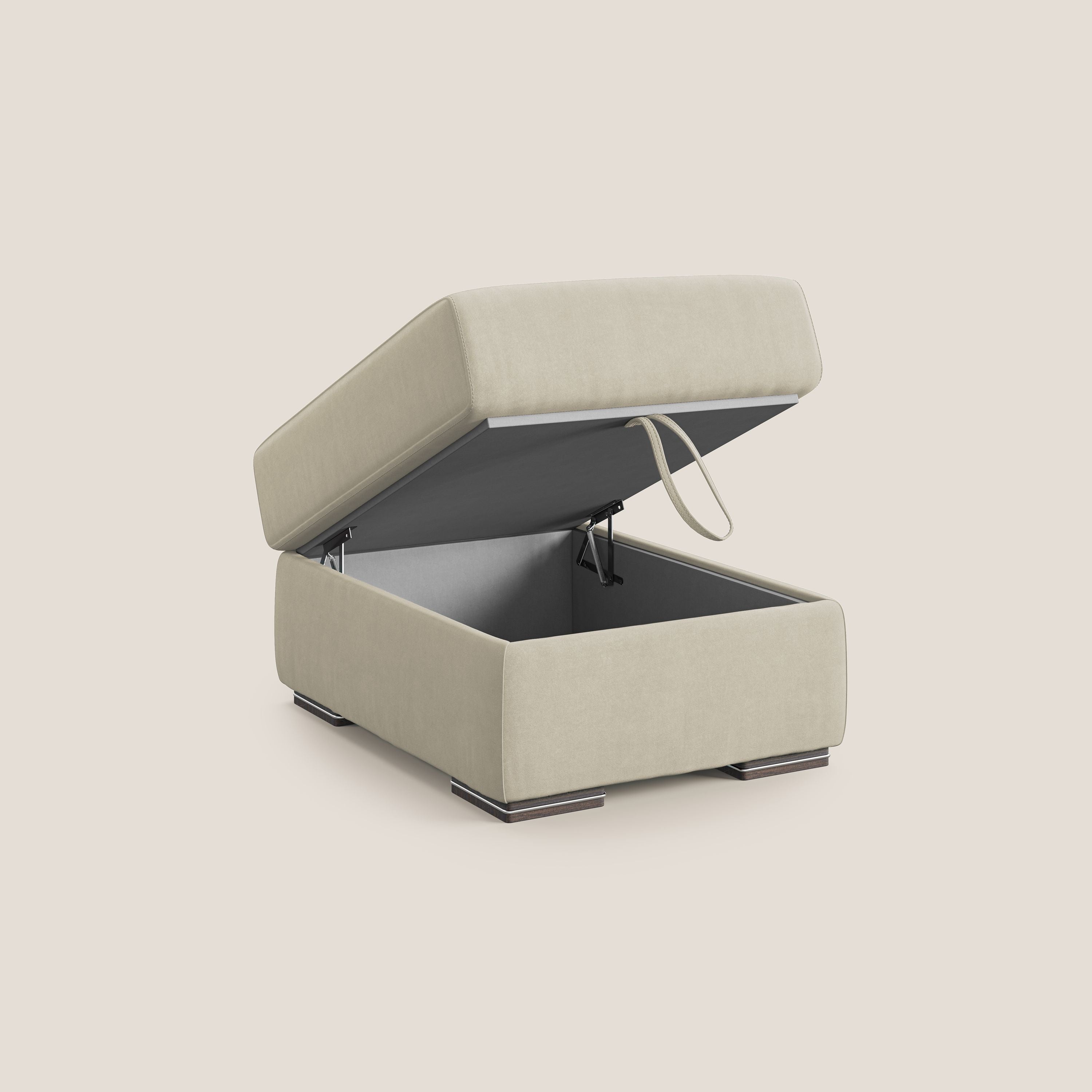 Sun pouf apribile contenitore in microfibra smacchiabile T11 panna - divani.store