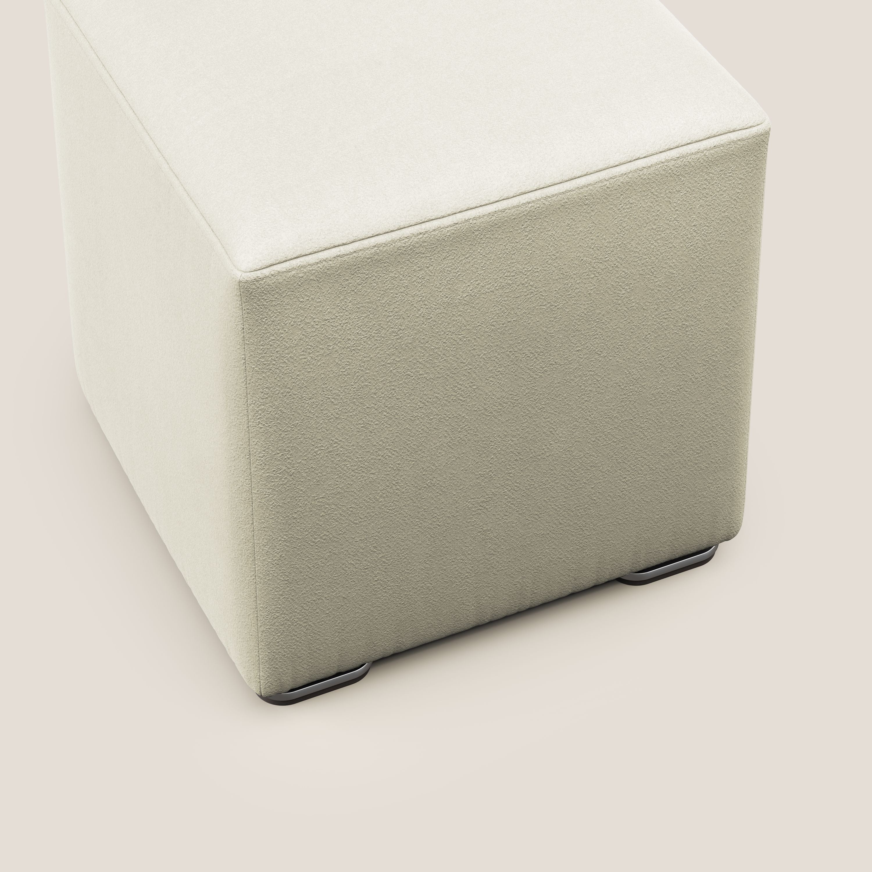 Cube pouf in microfibra smacchiabile T11 panna - divani.store