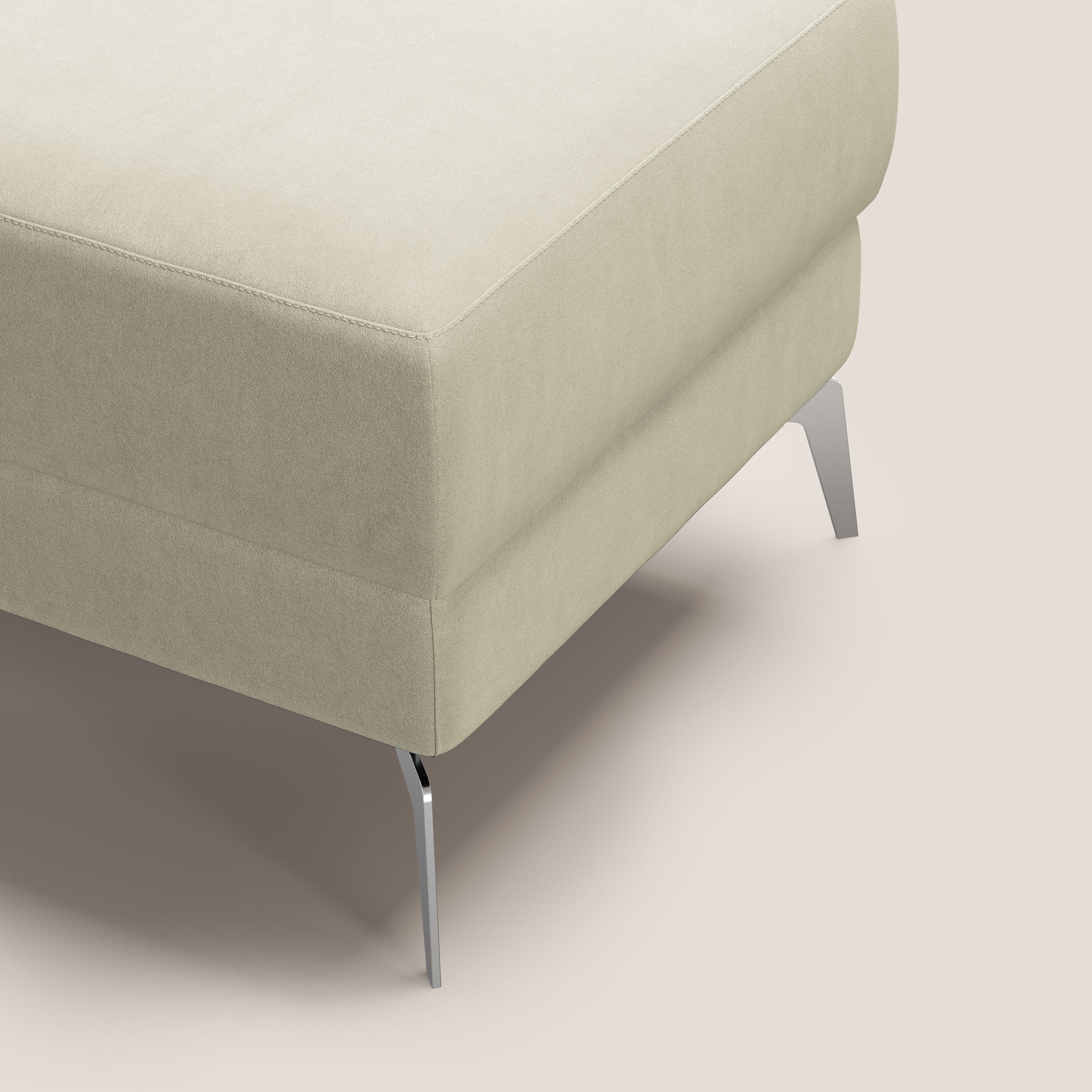Star Pouf con piedini alti in microfibra impermeabile T11 panna - divani.store