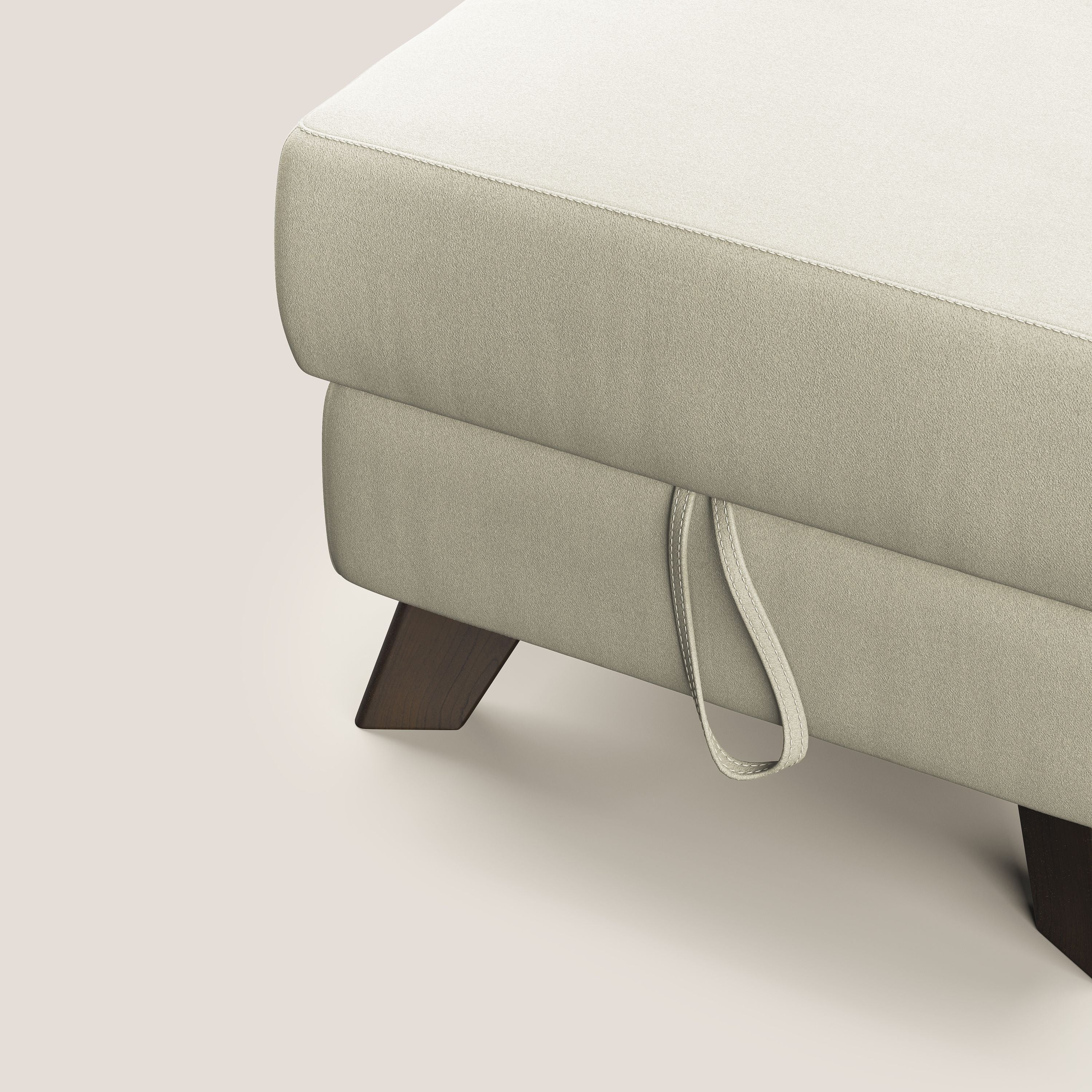 Moon Pouf contenitore e piedini alti in microfibra impermeabile T11 panna - divani.store