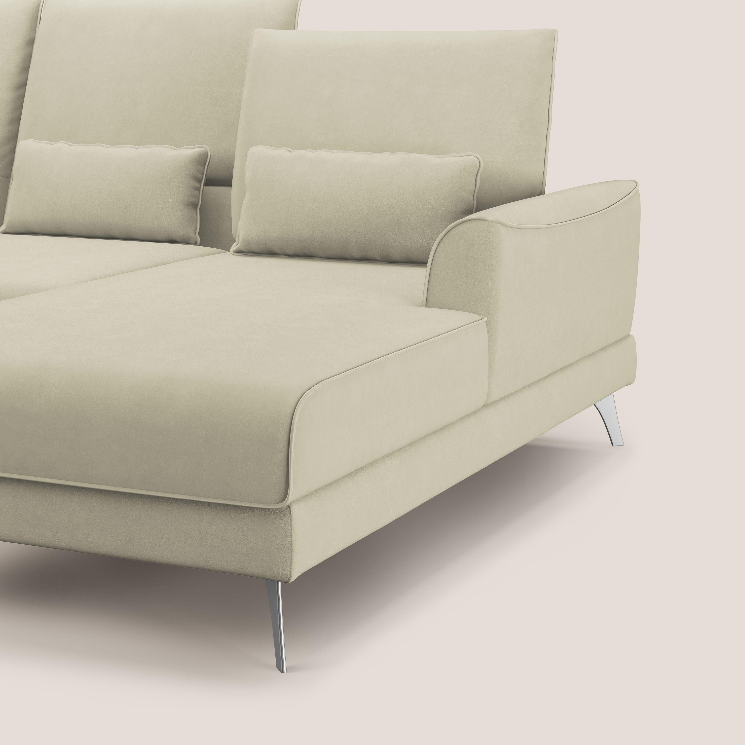 Tommy Divano angolare con relax e schienali traslanti in microfibra smacchiabile T11 panna - divani.store