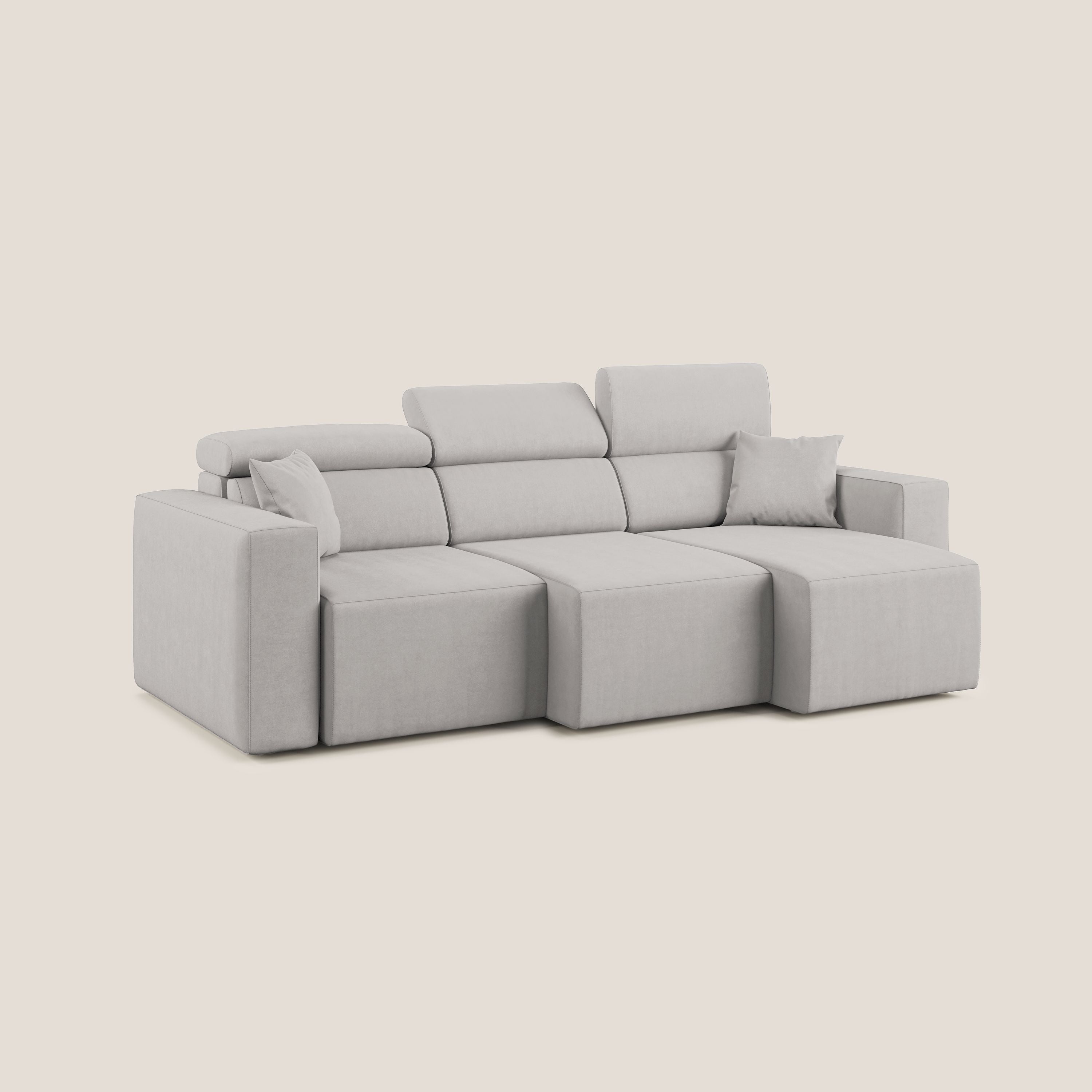 Orwell divano con 3 sedute estraibili in microfibra smacchiabile T11 grigio chiaro - divani.store