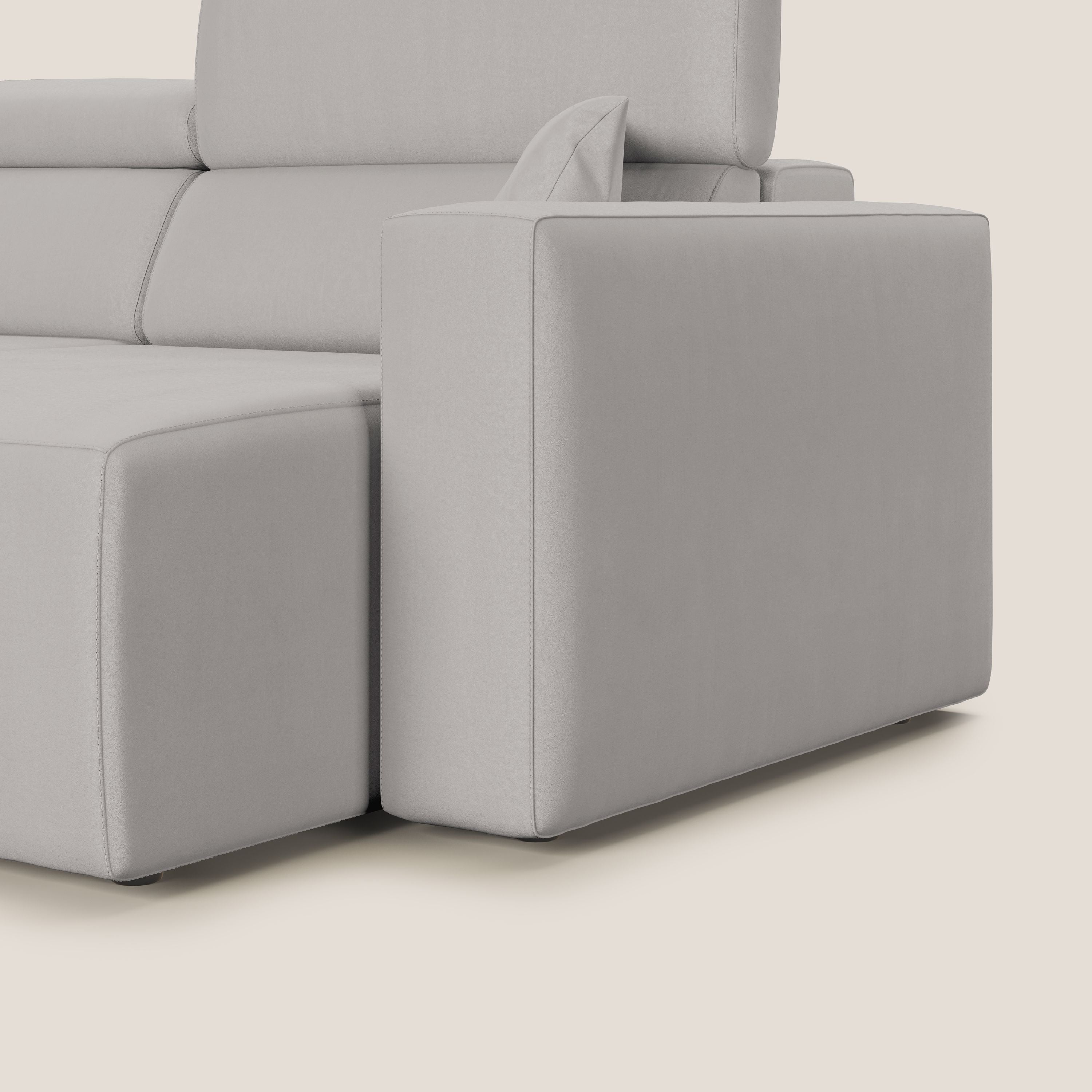 Orwell divano con seduta estraibile in microfibra smacchiabile T11 grigio chiaro - divani.store