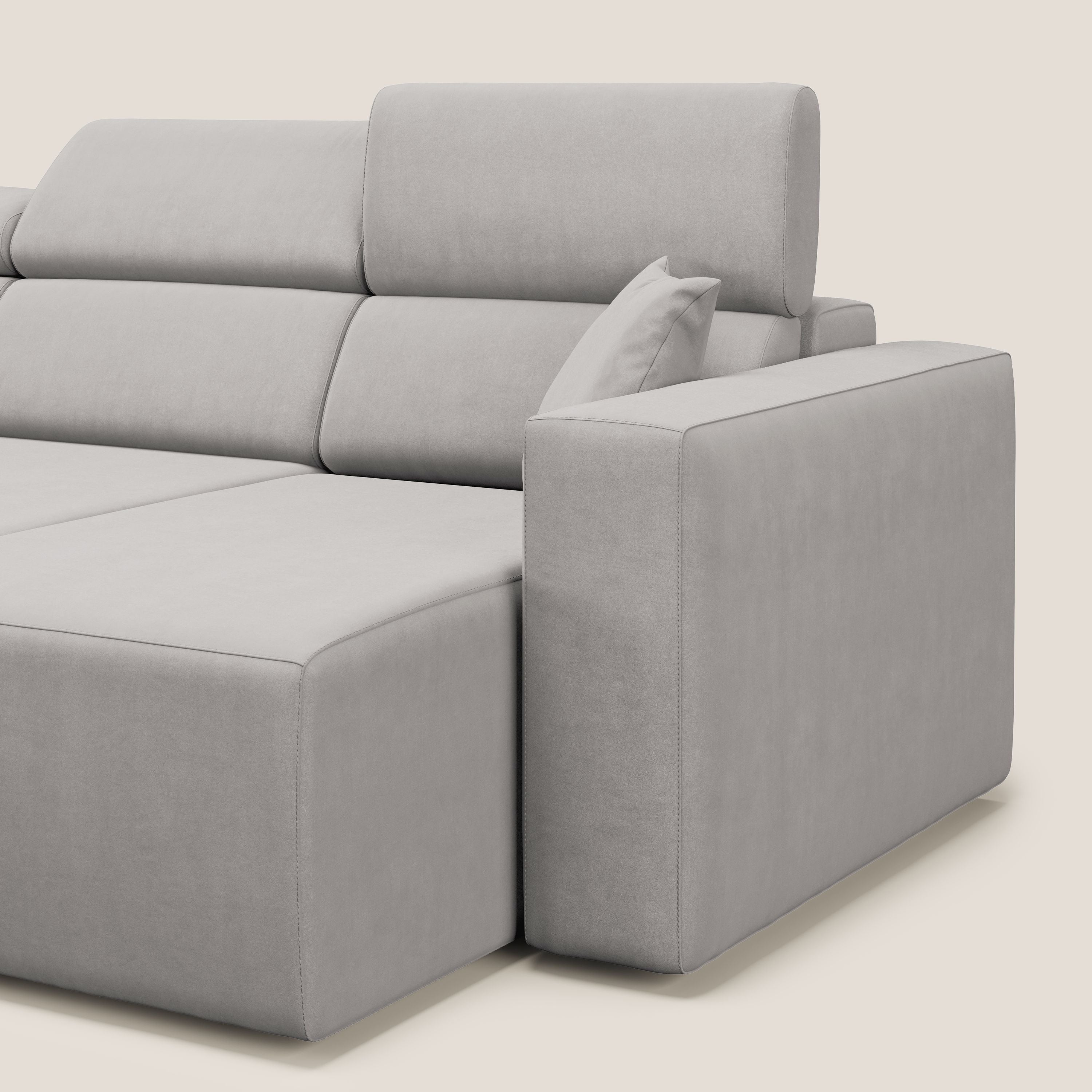 Orwell divano con 3 sedute estraibili in microfibra smacchiabile T11 grigio chiaro - divani.store