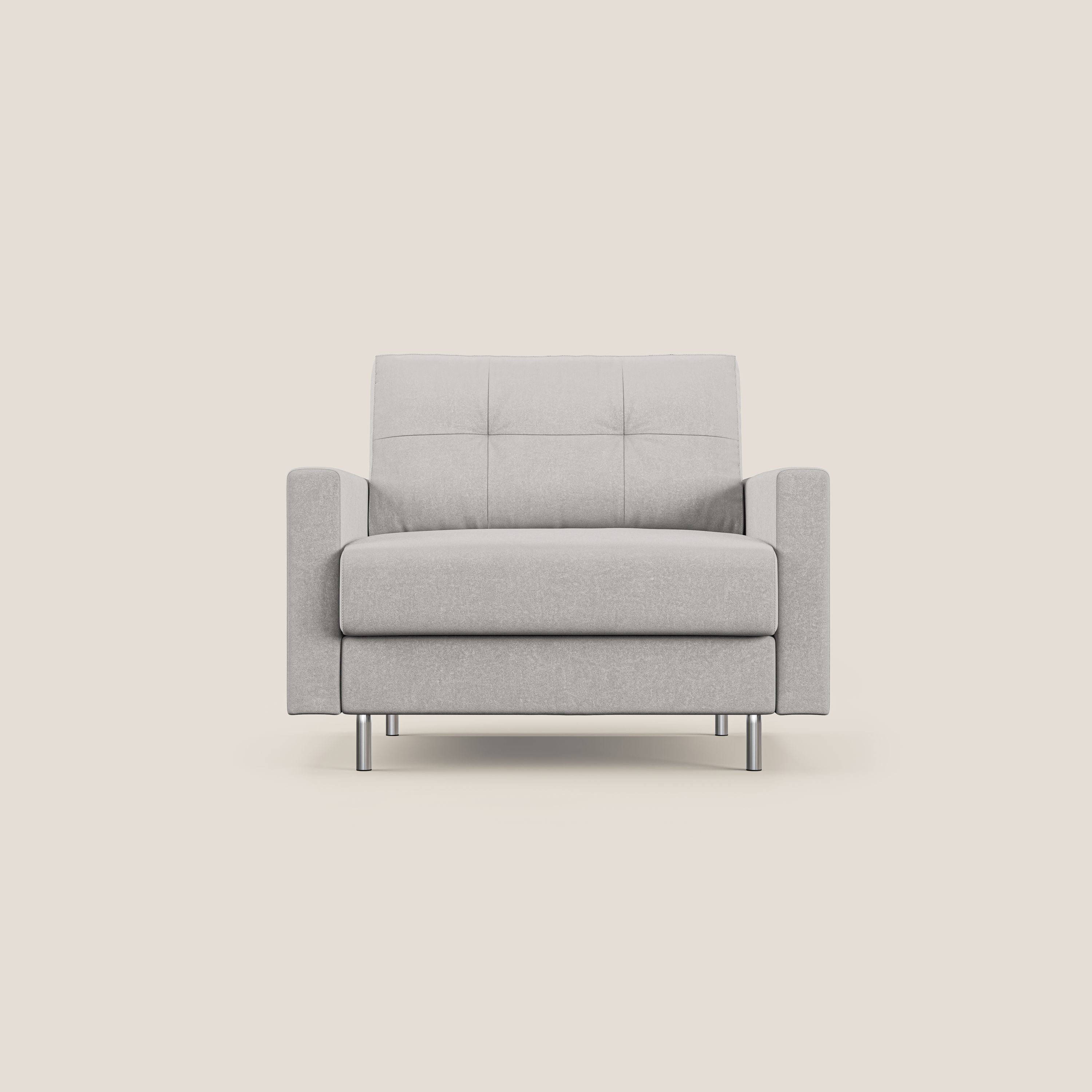 Megan poltrona letto in microfibra smacchiabile T11 grigio chiaro - divani.store