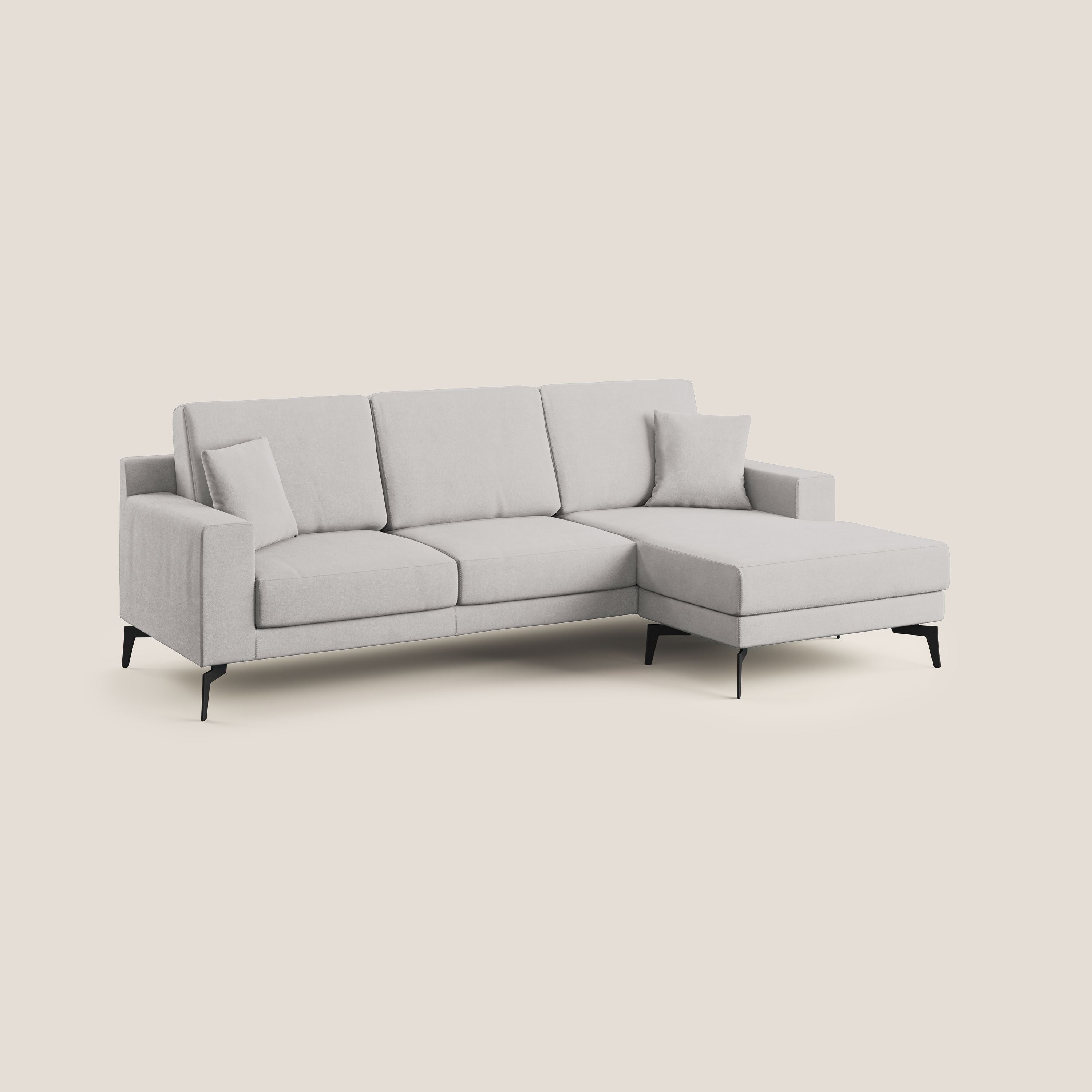 Prestige divano angolare reversibile in microfibra smacchiabile T11 grigio chiaro - divani.store