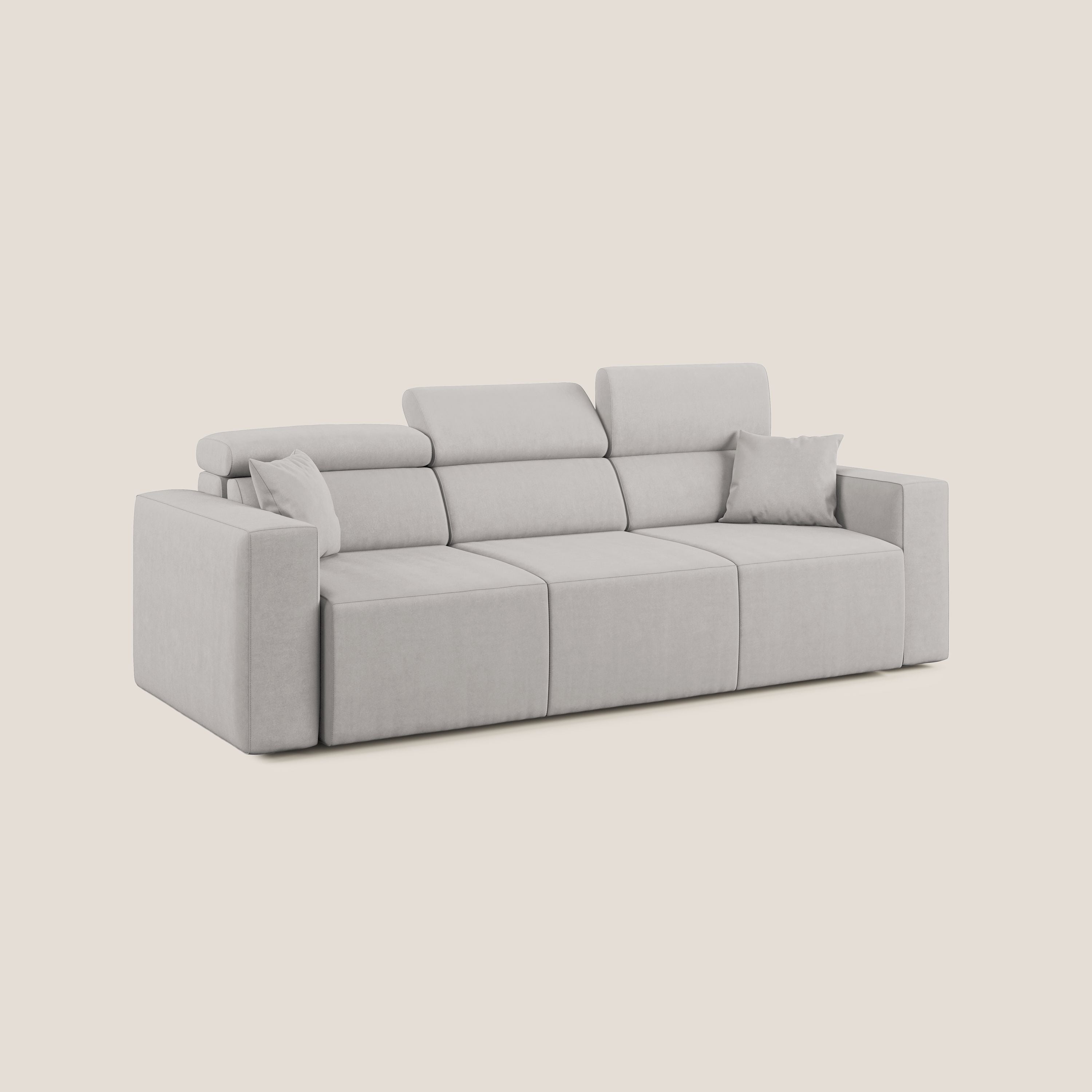 Orwell divano con 3 sedute estraibili in microfibra smacchiabile T11 grigio chiaro - divani.store