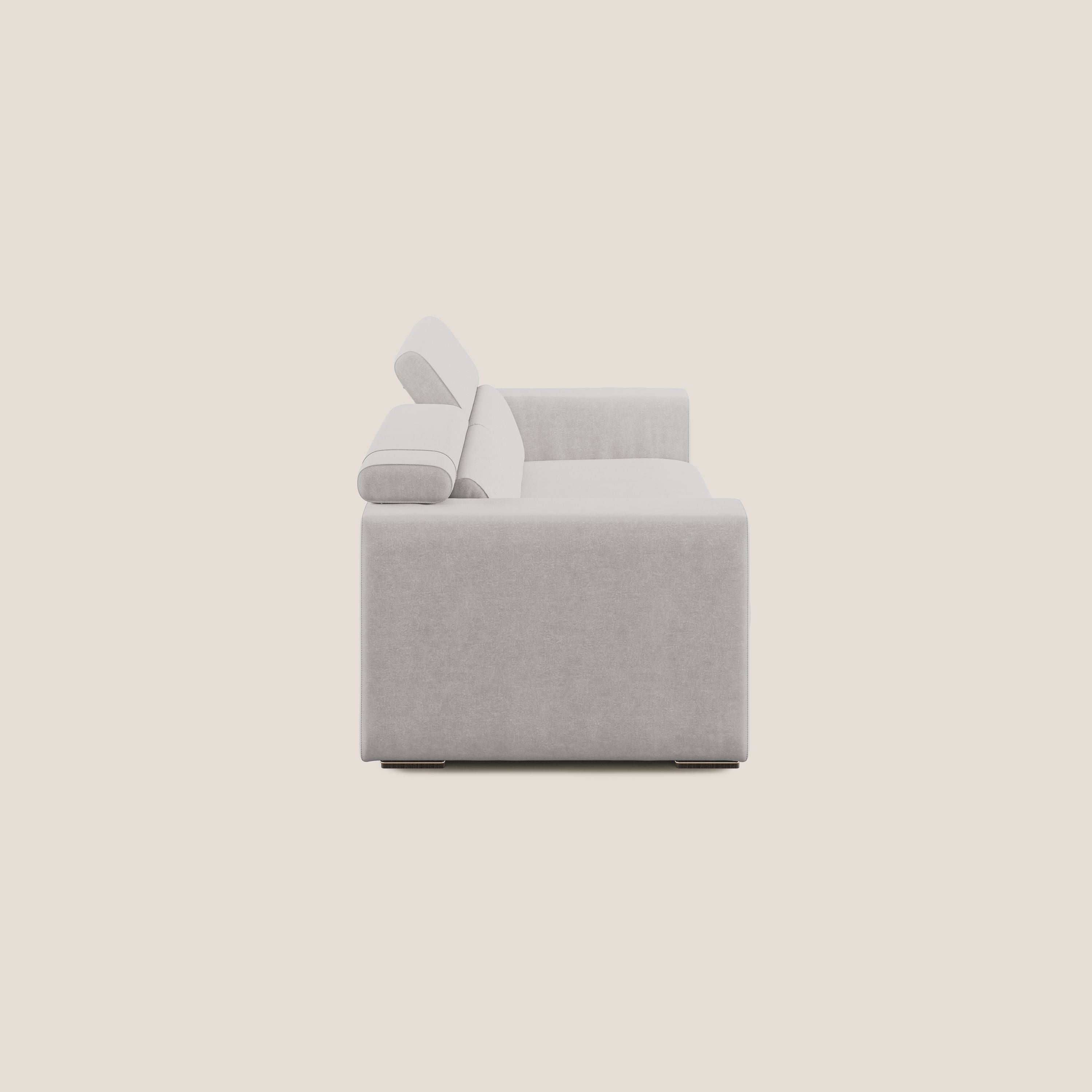 Vegas divano con poggiatesta reclinabili in microfibra smacchiabile T11 grigio chiaro - divani.store