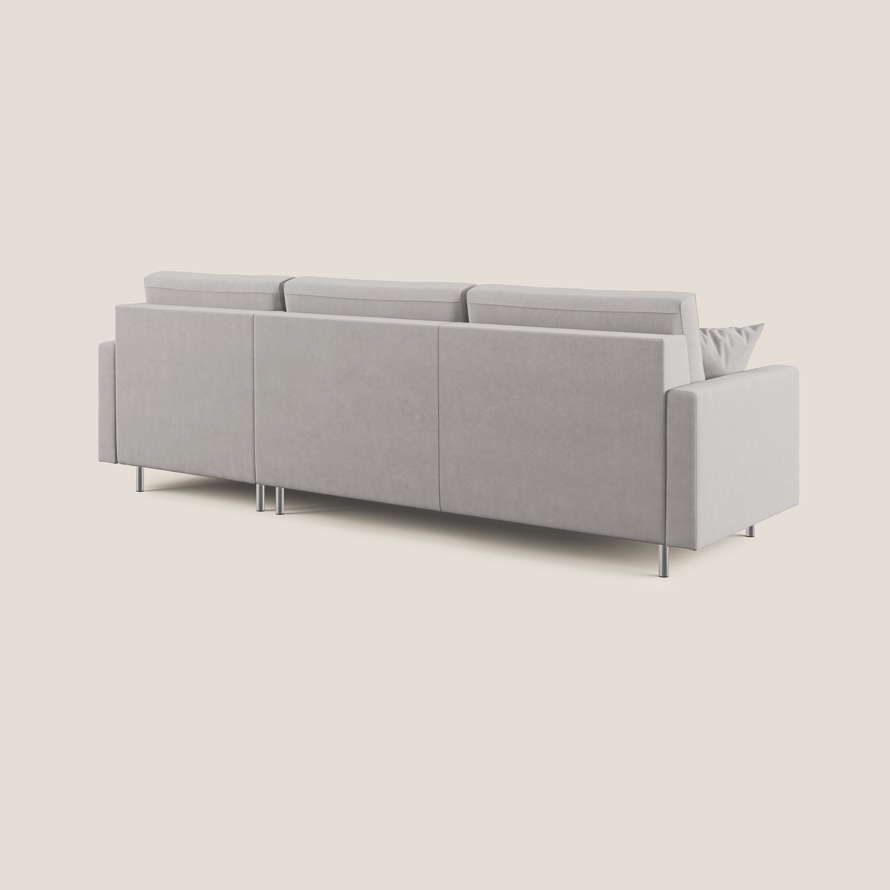 Megan divano letto angolare in microfibra smacchiabile T11 grigio chiaro - divani.store