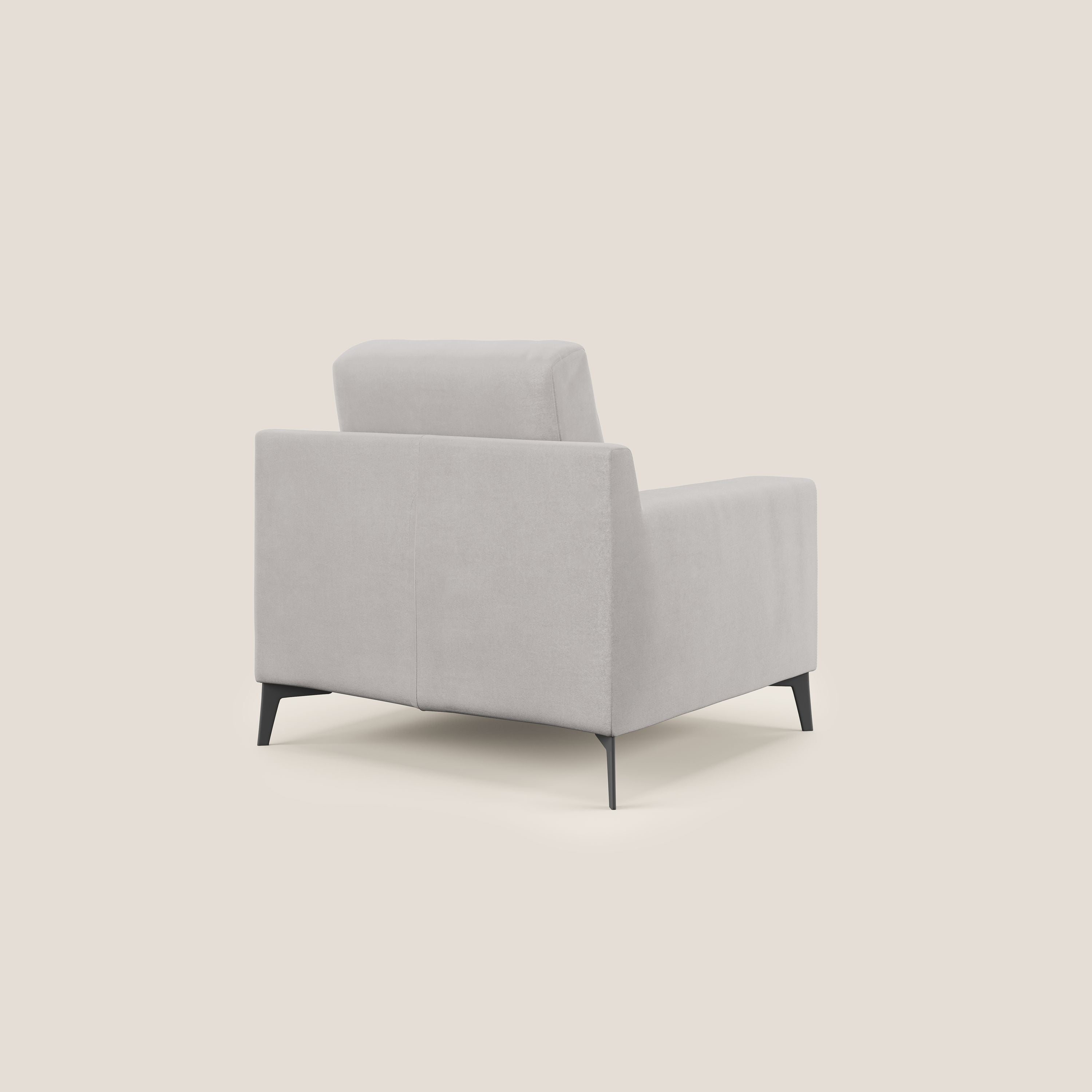 Prestige poltroncina moderna in microfibra smacchiabile T11 grigio chiaro - divani.store