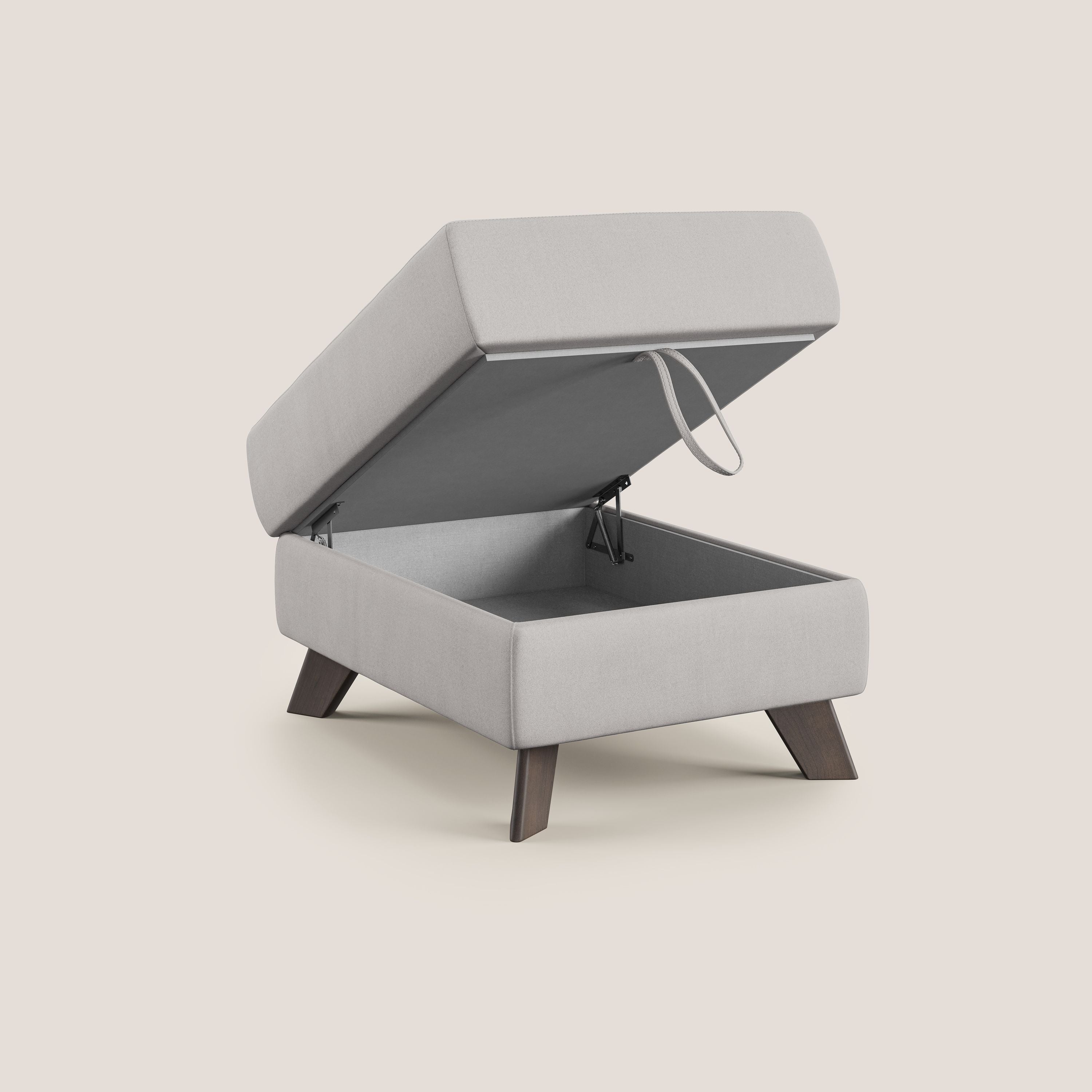 Moon Pouf contenitore e piedini alti in microfibra impermeabile T11 grigio chiaro - divani.store