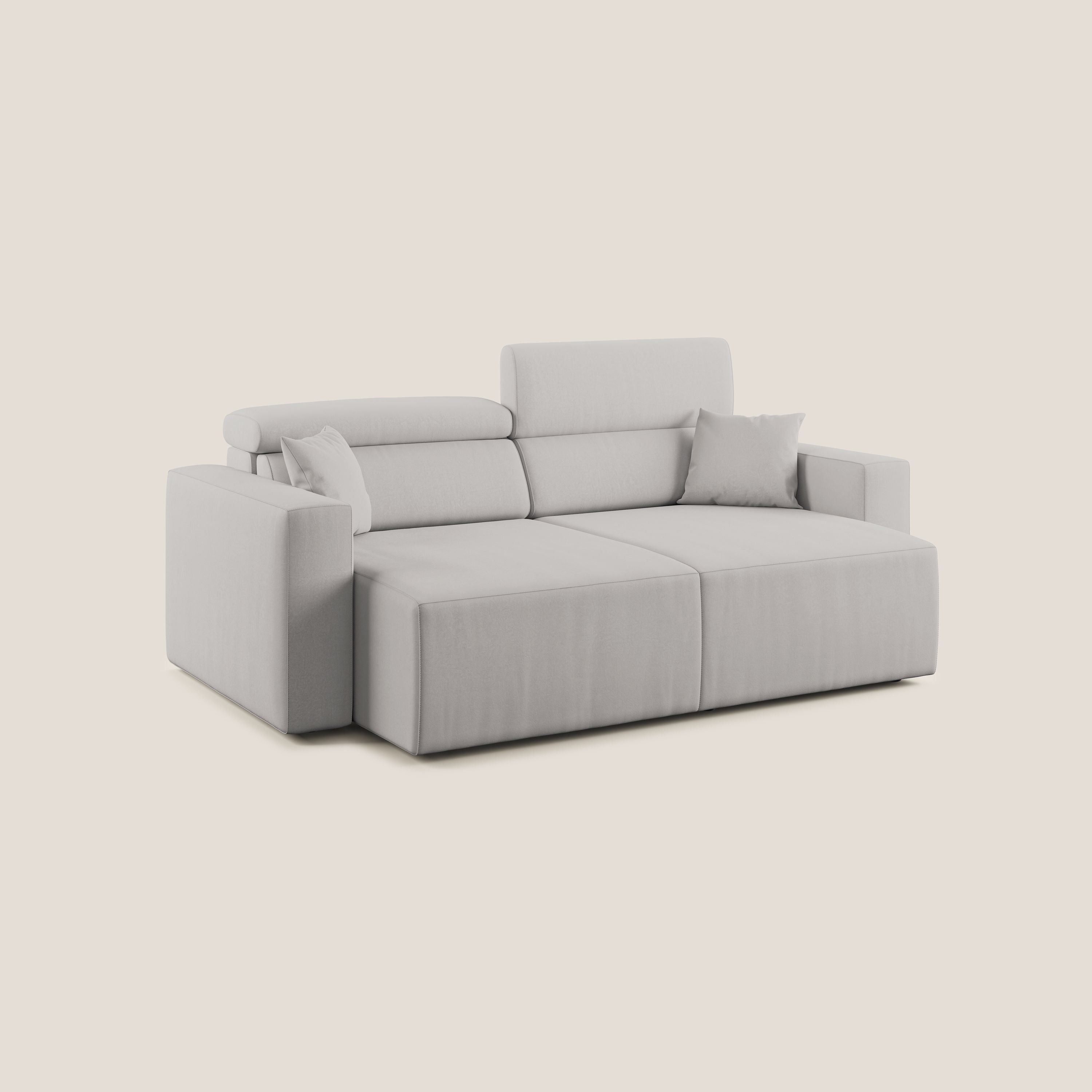 Orwell divano con seduta estraibile in microfibra smacchiabile T11 grigio chiaro - divani.store