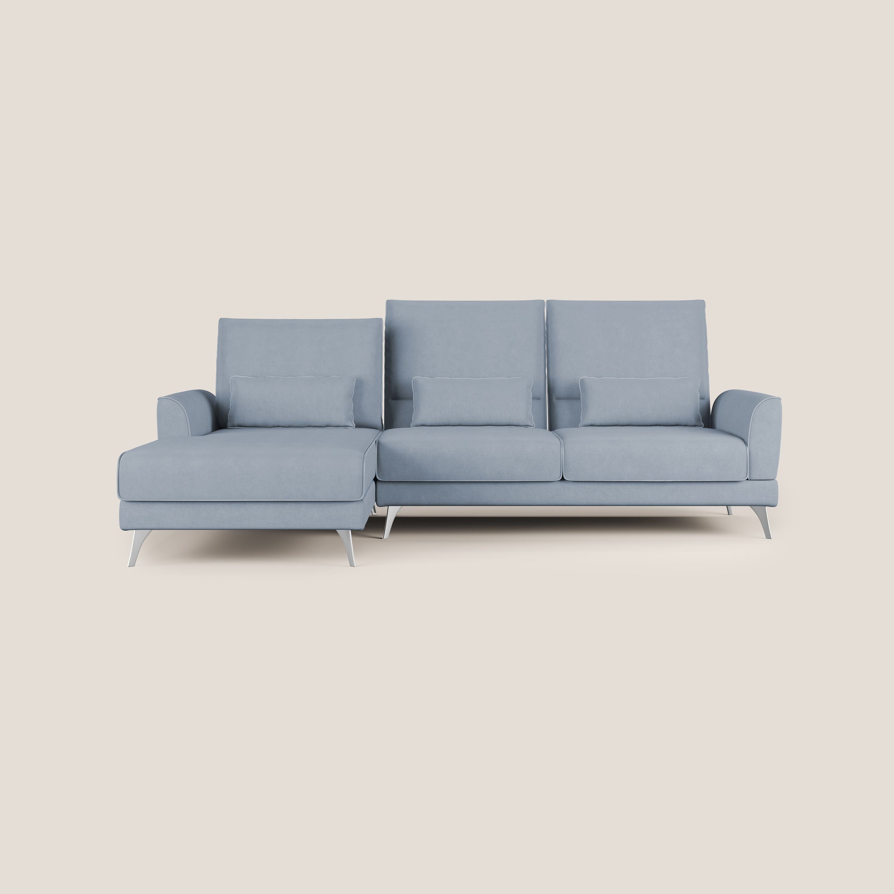 Tommy Divano angolare con relax e schienali traslanti in microfibra smacchiabile T11 carta da zucchero - divani.store