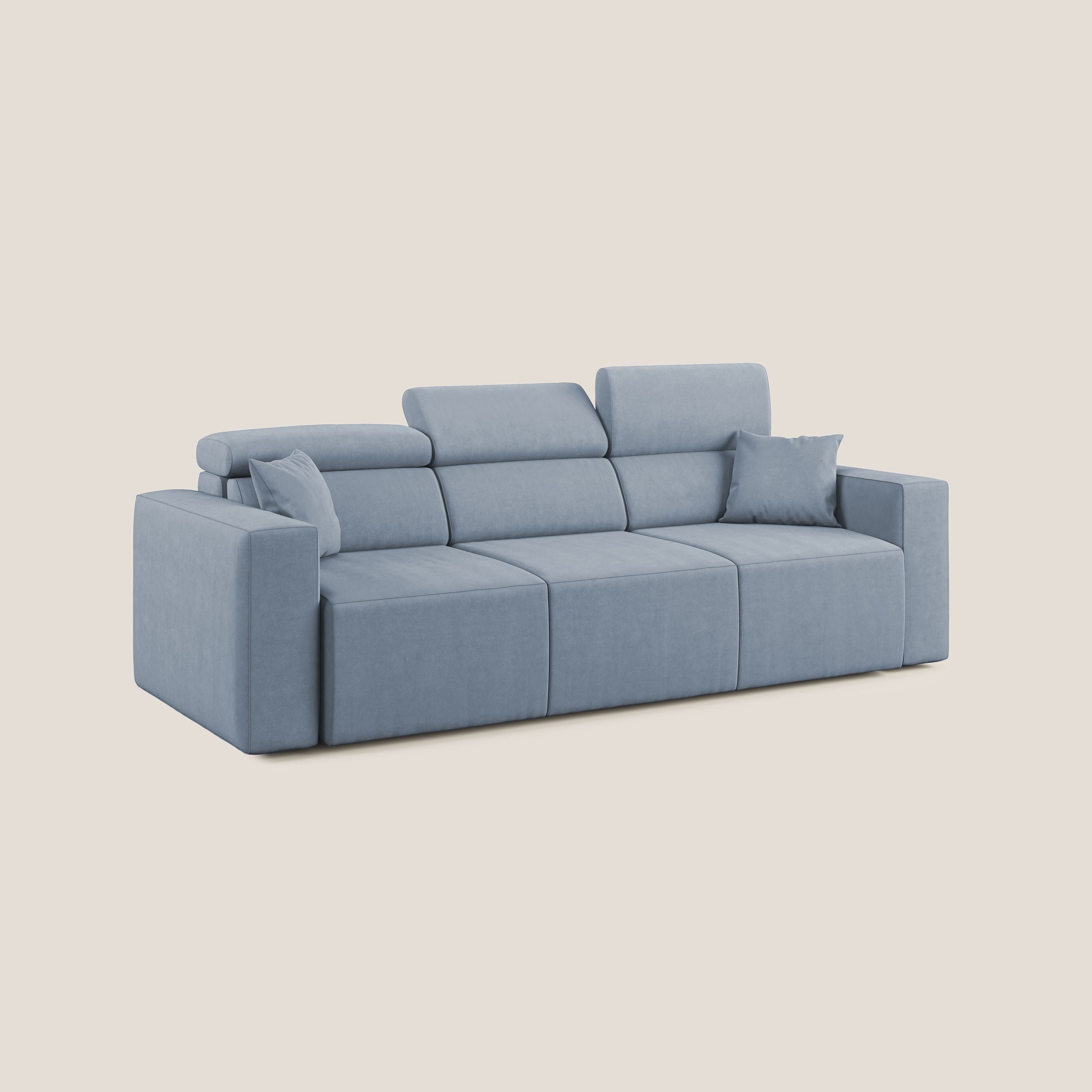 Orwell divano con 3 sedute estraibili in microfibra smacchiabile T11 carta da zucchero - divani.store