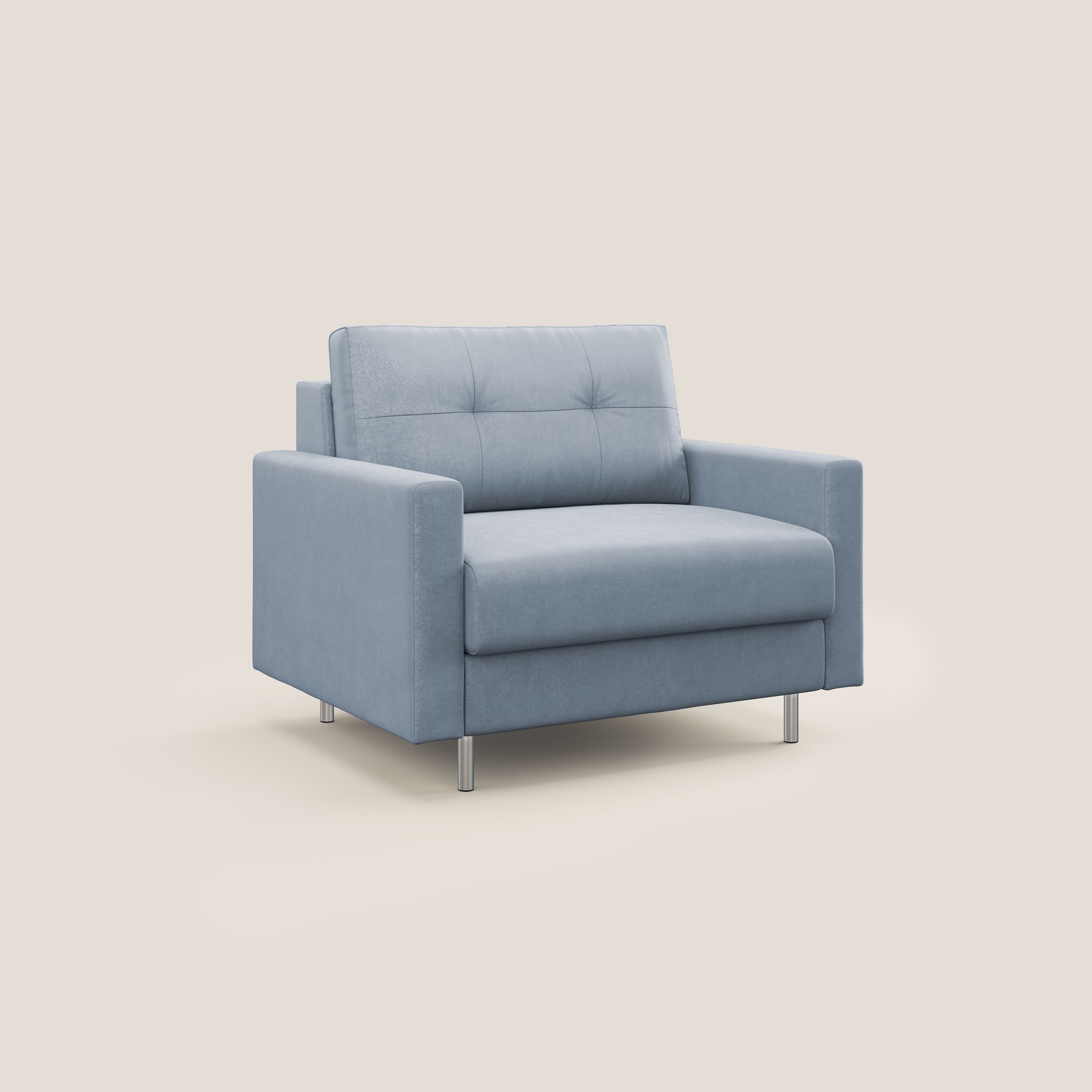 Megan poltrona letto in microfibra smacchiabile T11 carta da zucchero - divani.store