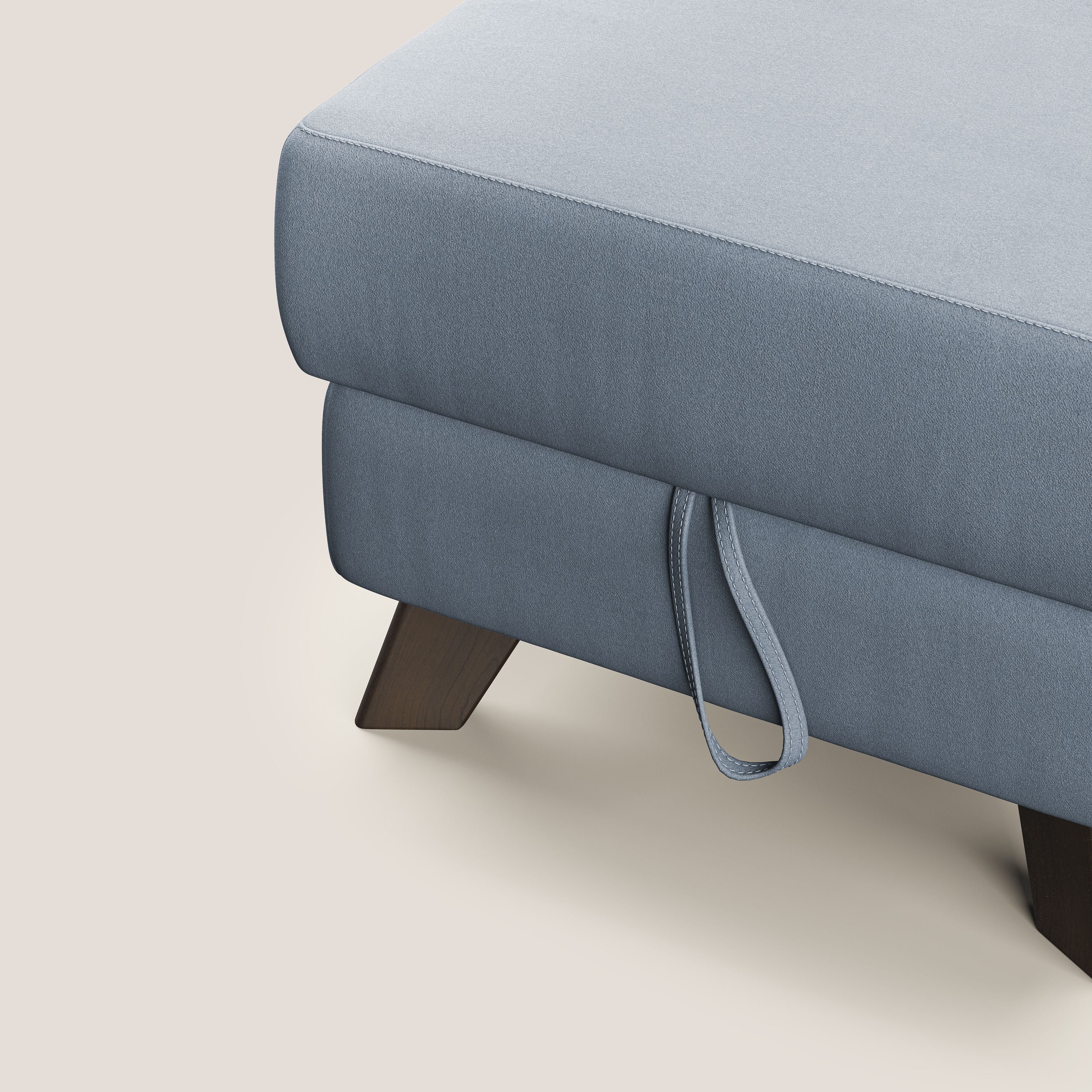 Moon Pouf contenitore e piedini alti in microfibra impermeabile T11 carta da zucchero - divani.store