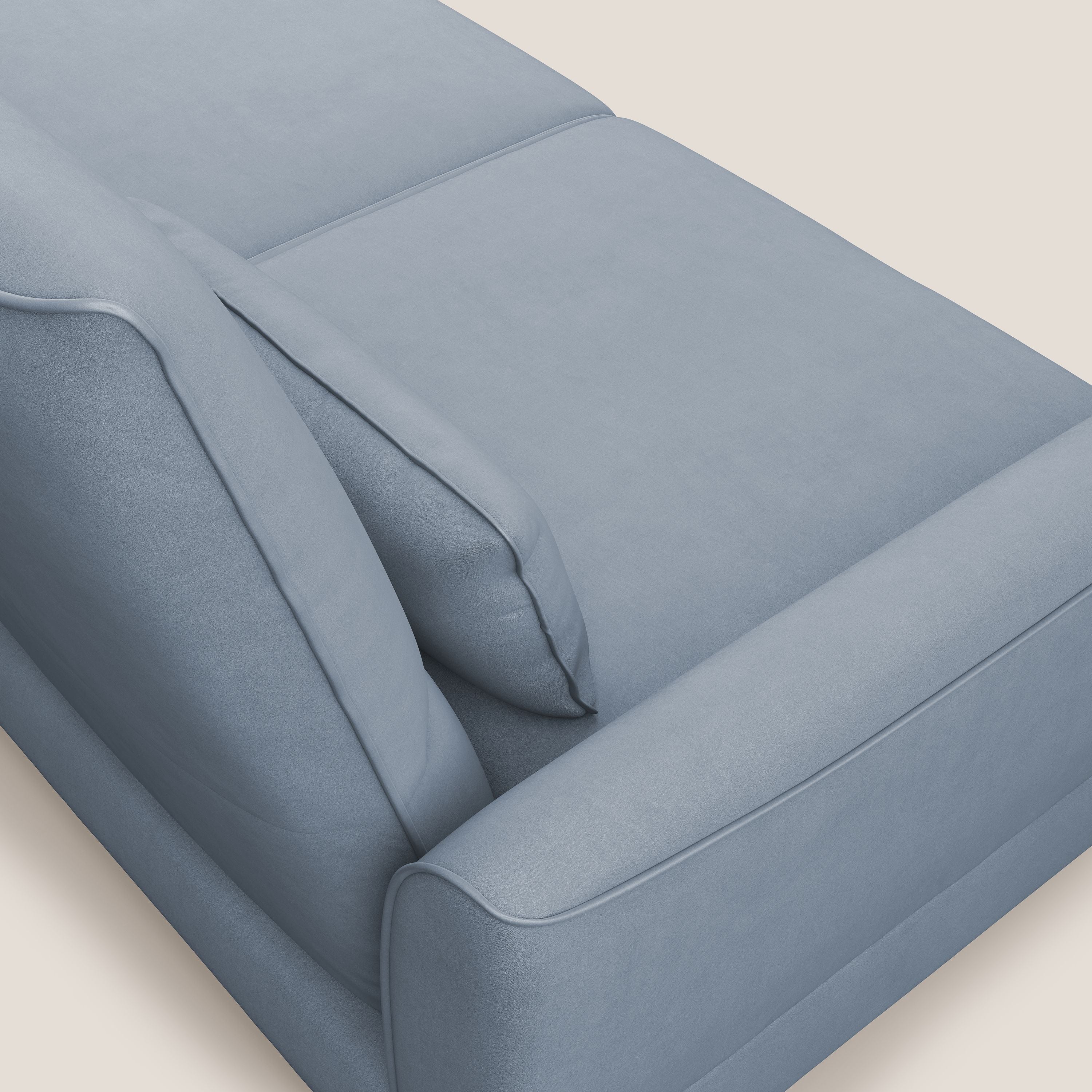 Tommy Divano angolare con relax e schienali traslanti in microfibra smacchiabile T11 carta da zucchero - divani.store