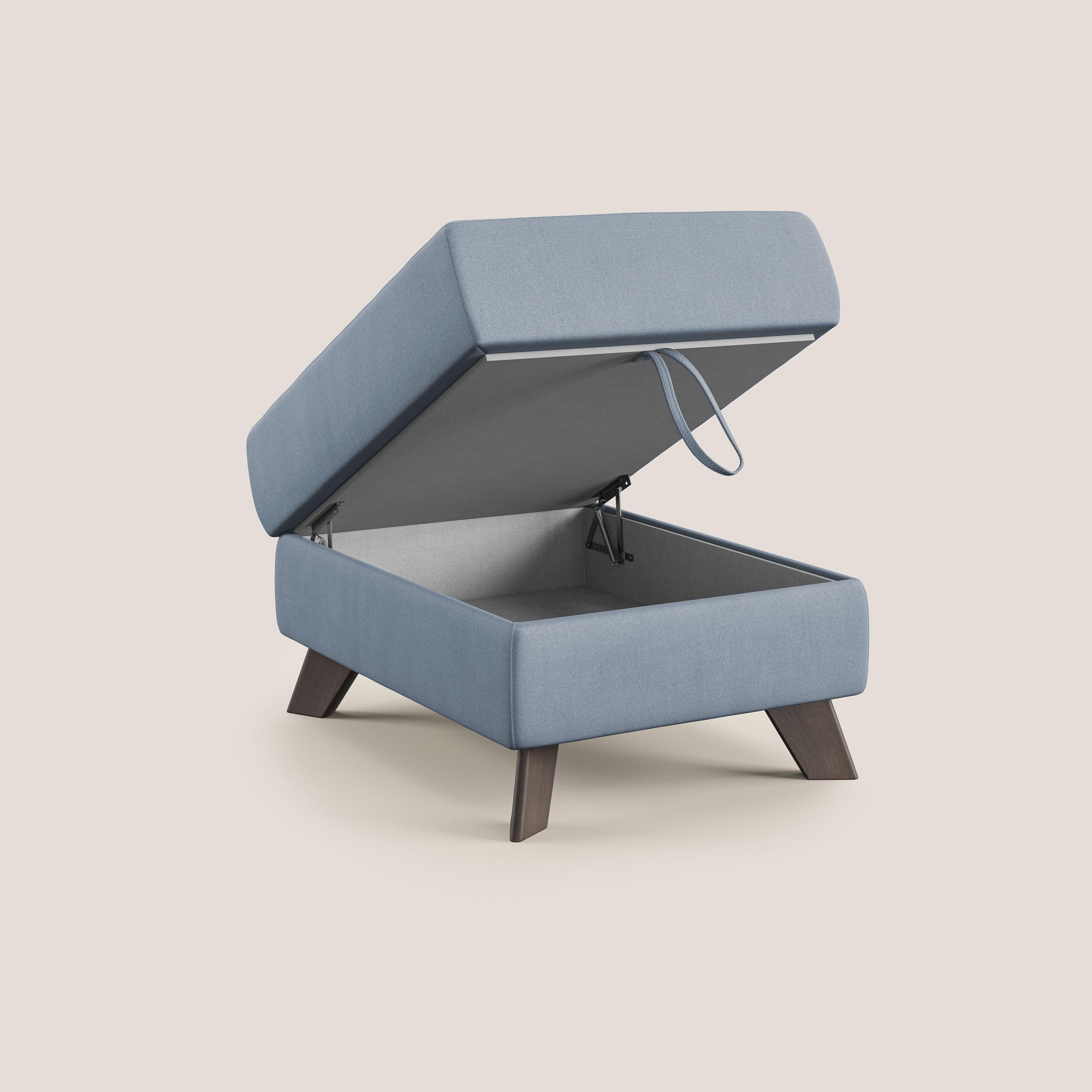 Moon Pouf contenitore e piedini alti in microfibra impermeabile T11 carta da zucchero - divani.store