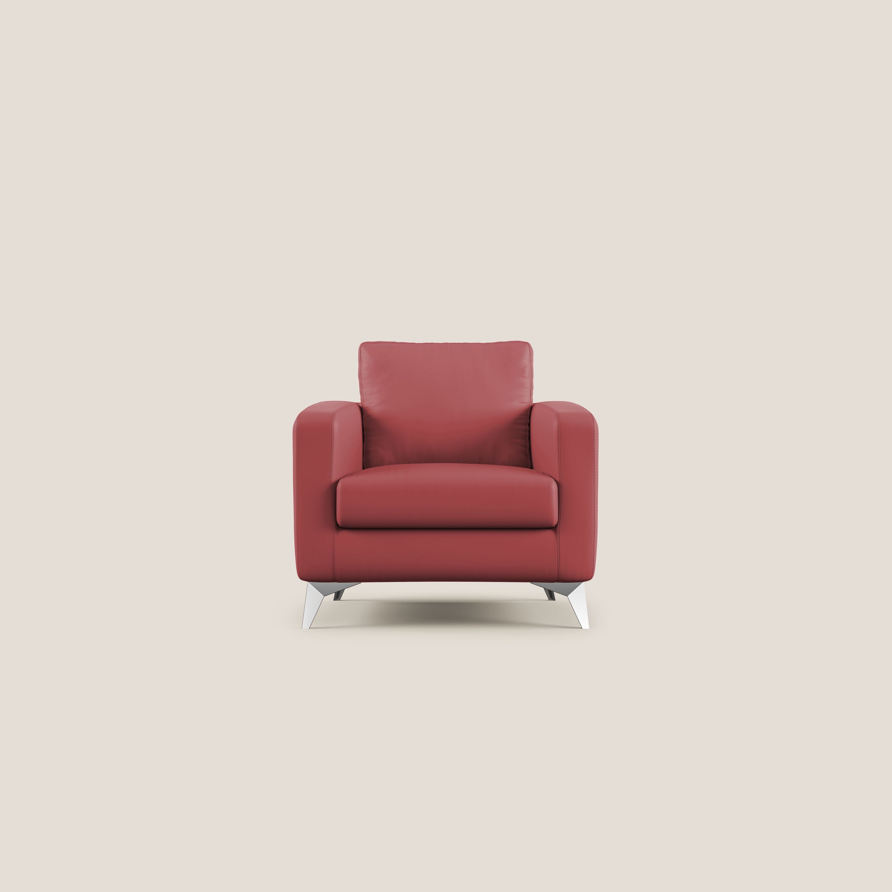 Orione Poltroncina in ecopelle moderna e impermeabile T04 rosso - divani.store