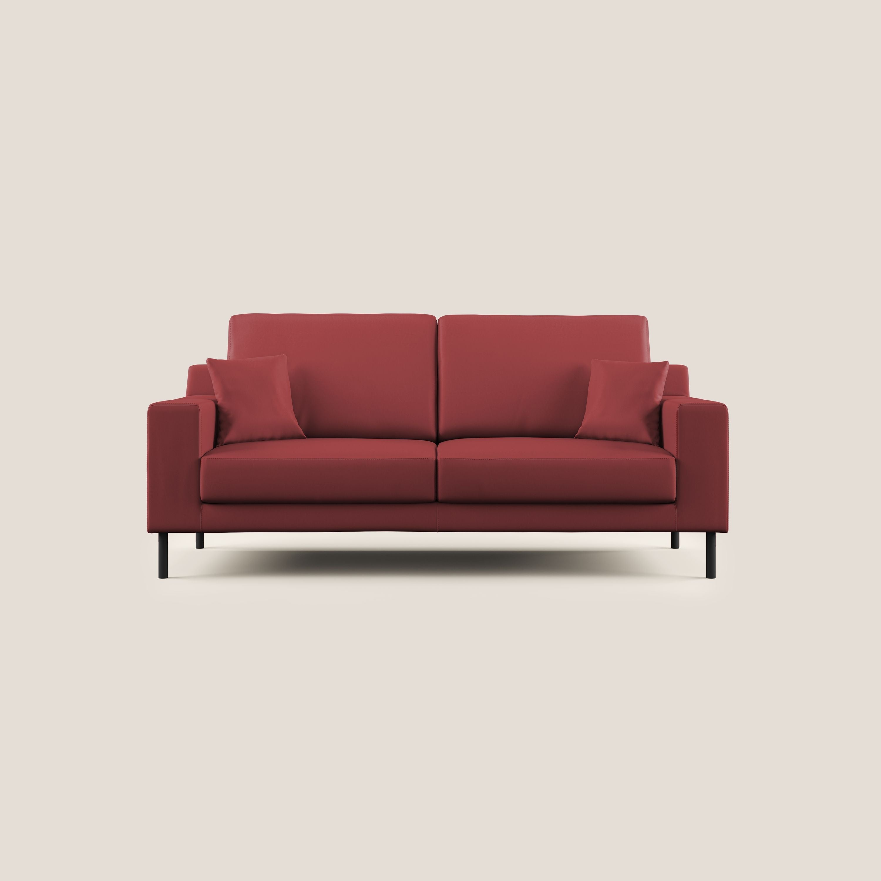Uranio divano moderno lineare in Ecopelle impermeabile T04 rosso - divani.store