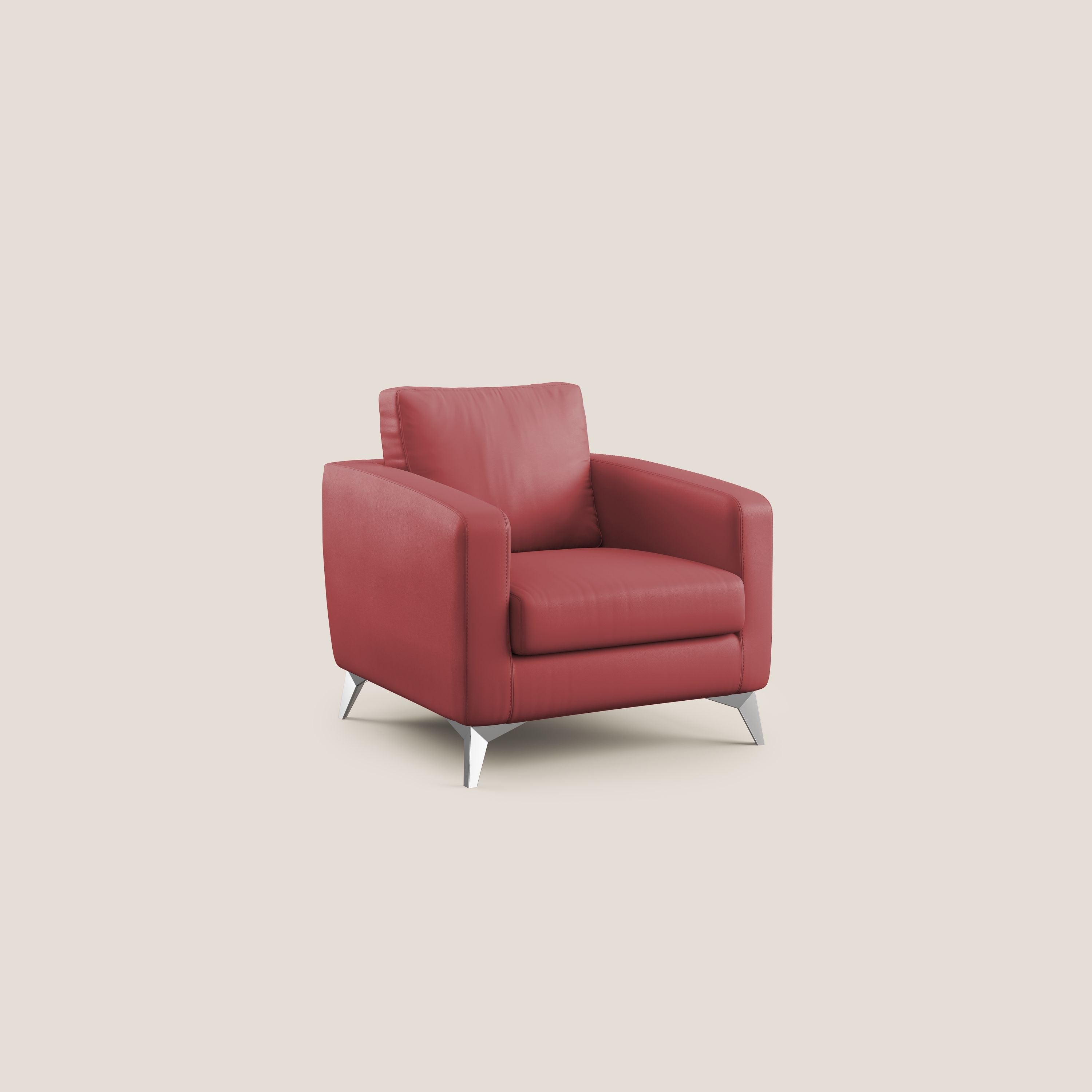 Orione Poltroncina in ecopelle moderna e impermeabile T04 rosso - divani.store