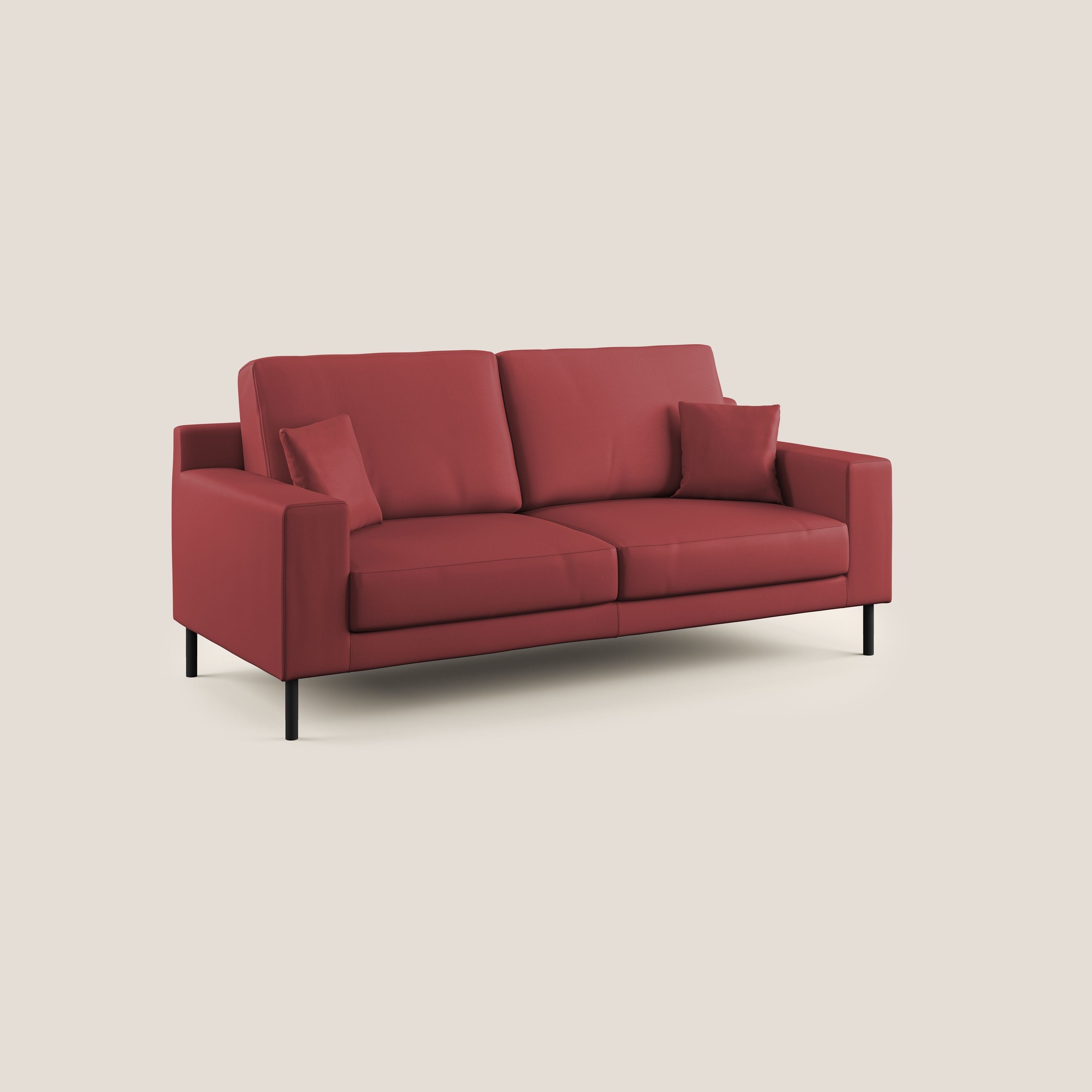 Uranio divano moderno lineare in Ecopelle impermeabile T04 rosso - divani.store