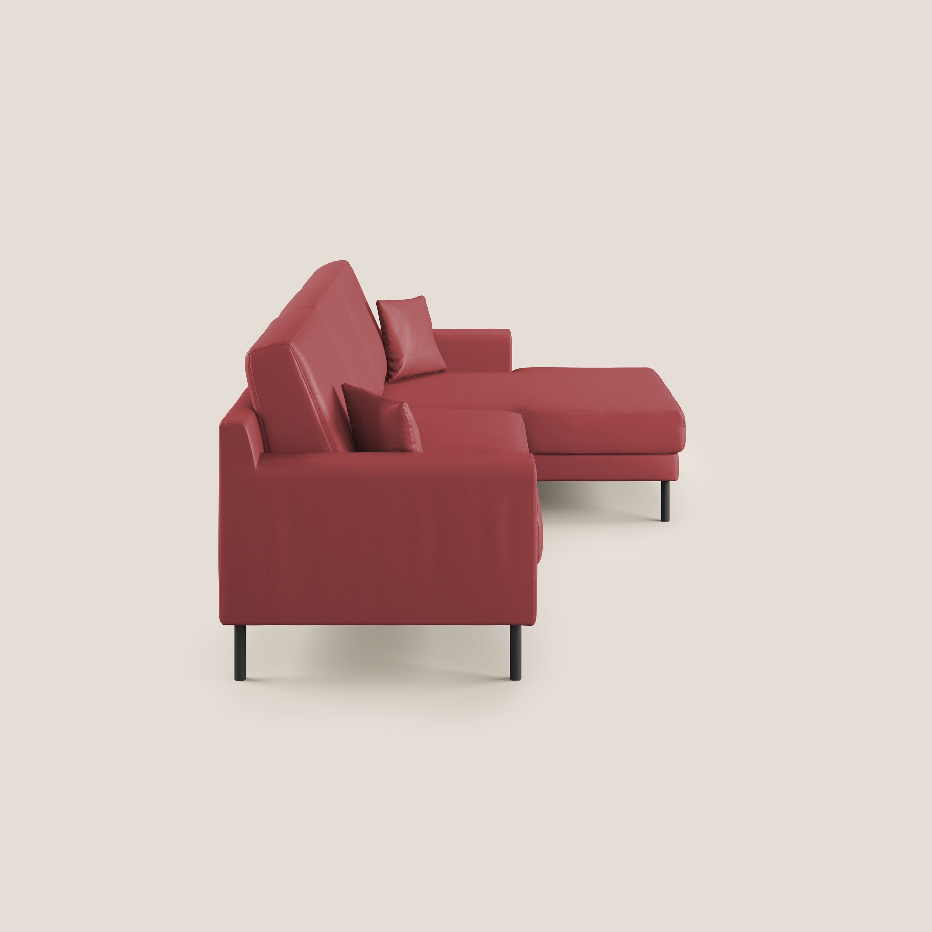 Uranio divano angolare moderno REVERSIBILE in Ecopelle impermeabile T04 rosso - divani.store