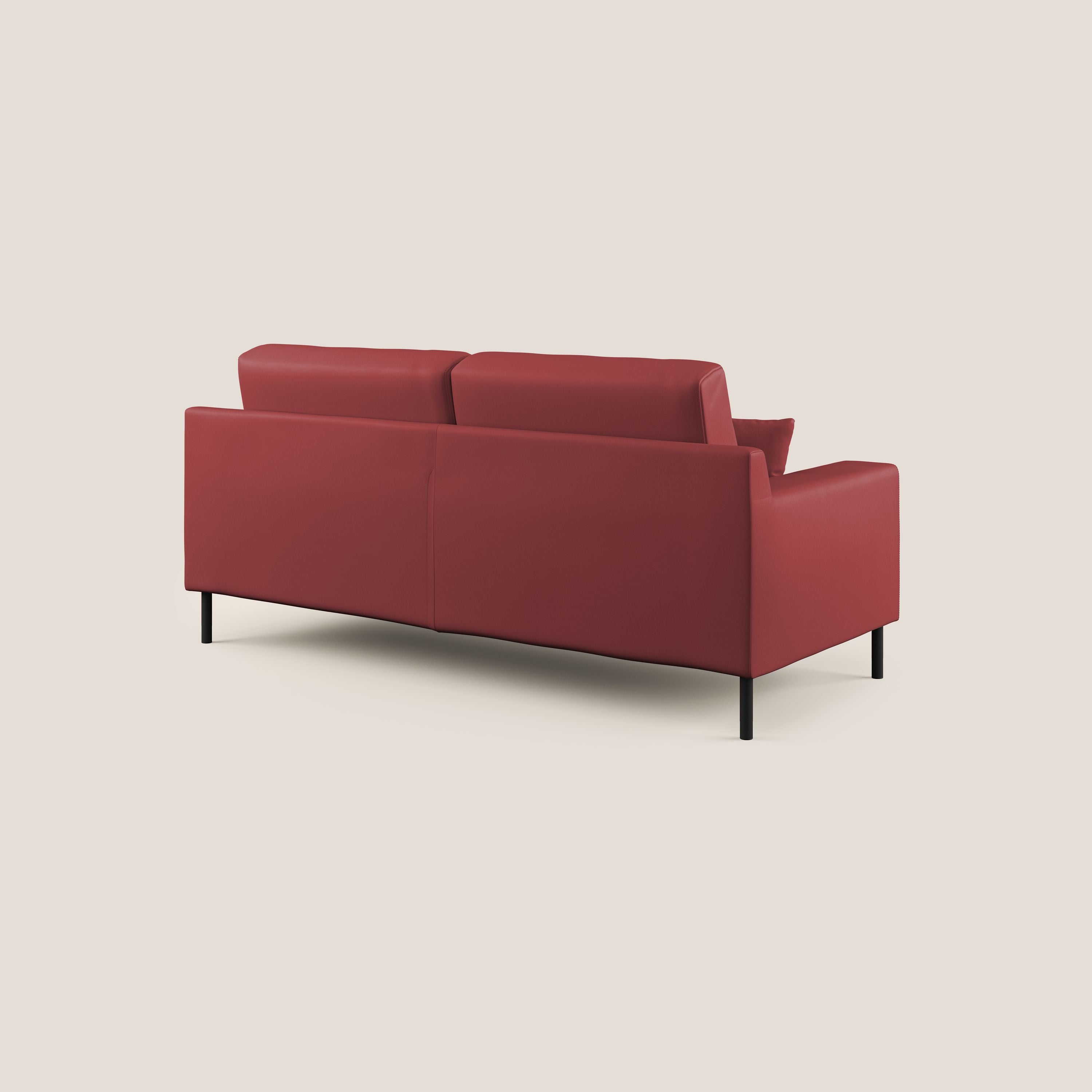 Uranio divano moderno lineare in Ecopelle impermeabile T04 rosso - divani.store