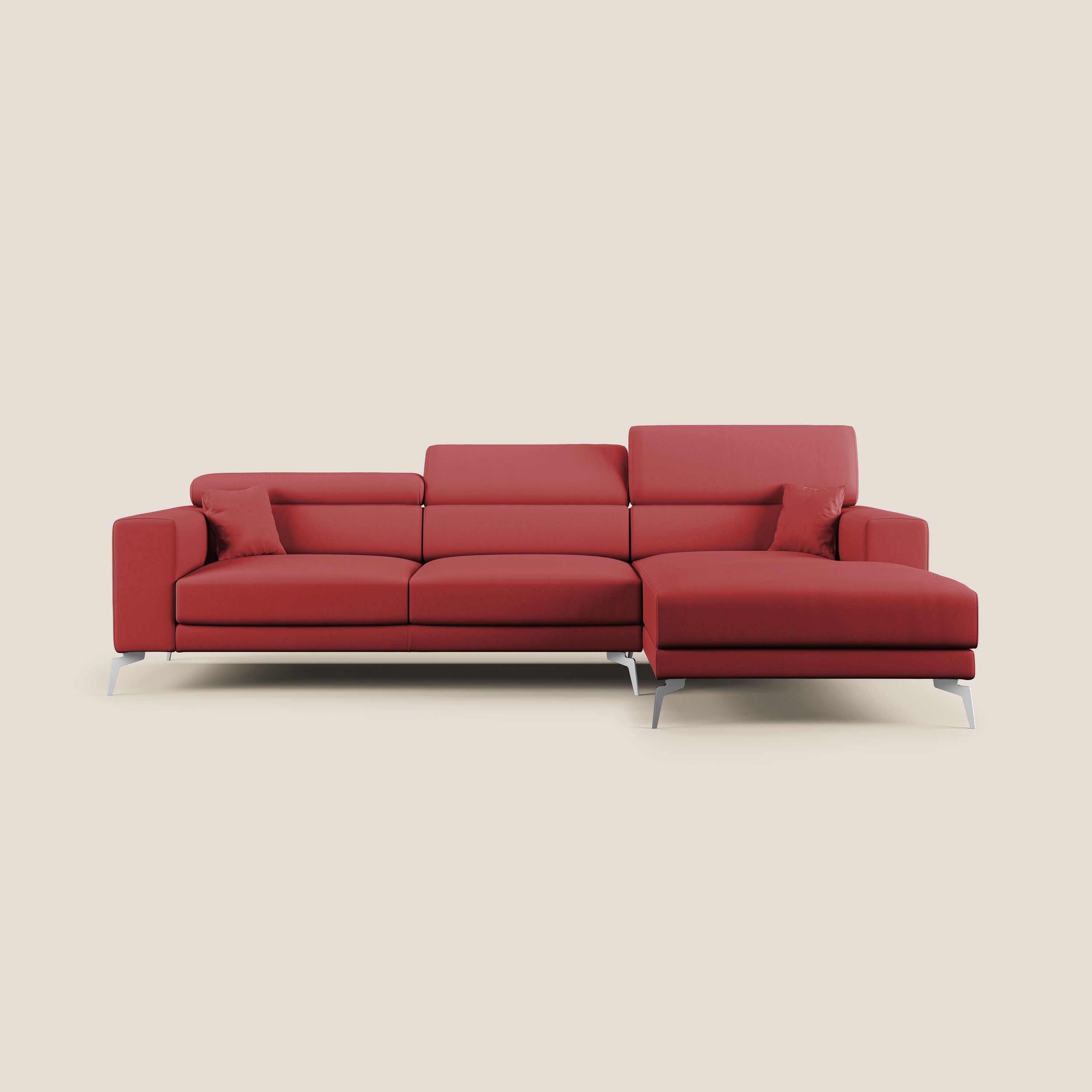 Blade Divano moderno angolare con poggiatesta reclinabili in Ecopelle T04 rosso - divani.store