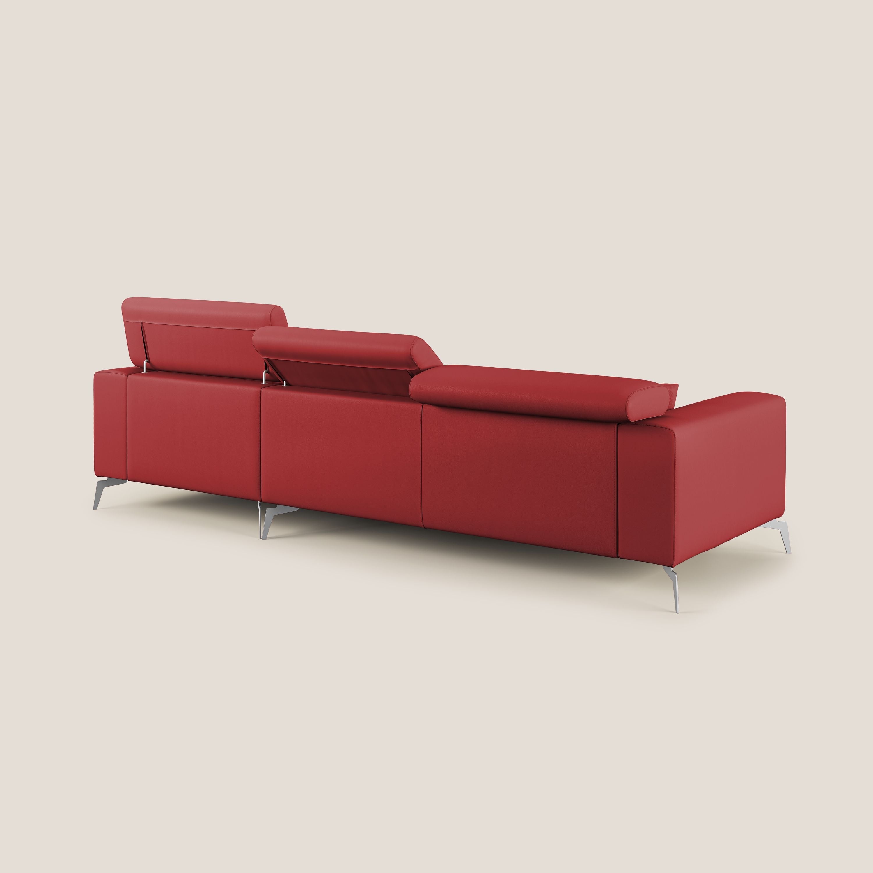 Blade Divano moderno angolare con poggiatesta reclinabili in Ecopelle T04 rosso - divani.store