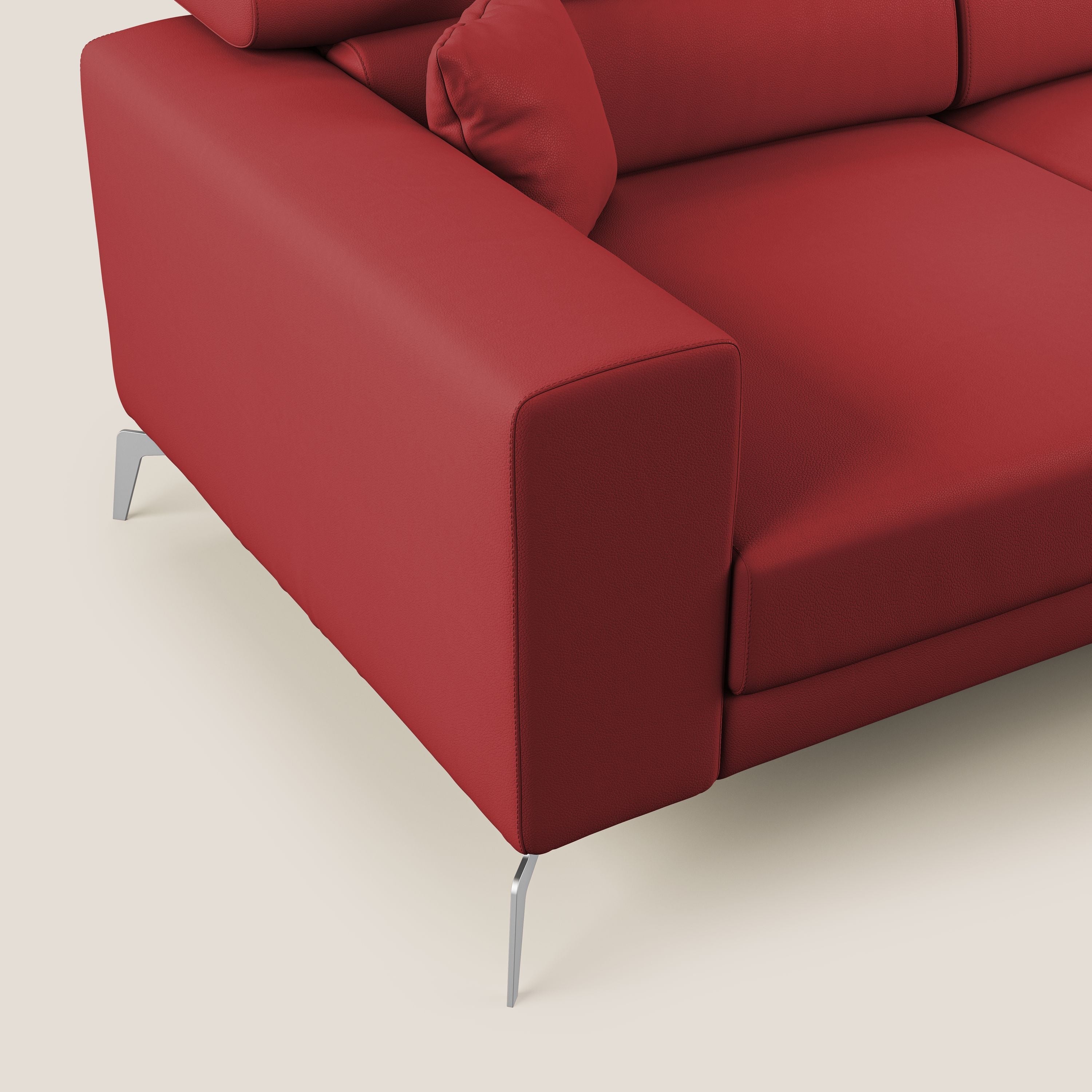 Blade Divano moderno angolare con poggiatesta reclinabili in Ecopelle T04 rosso - divani.store