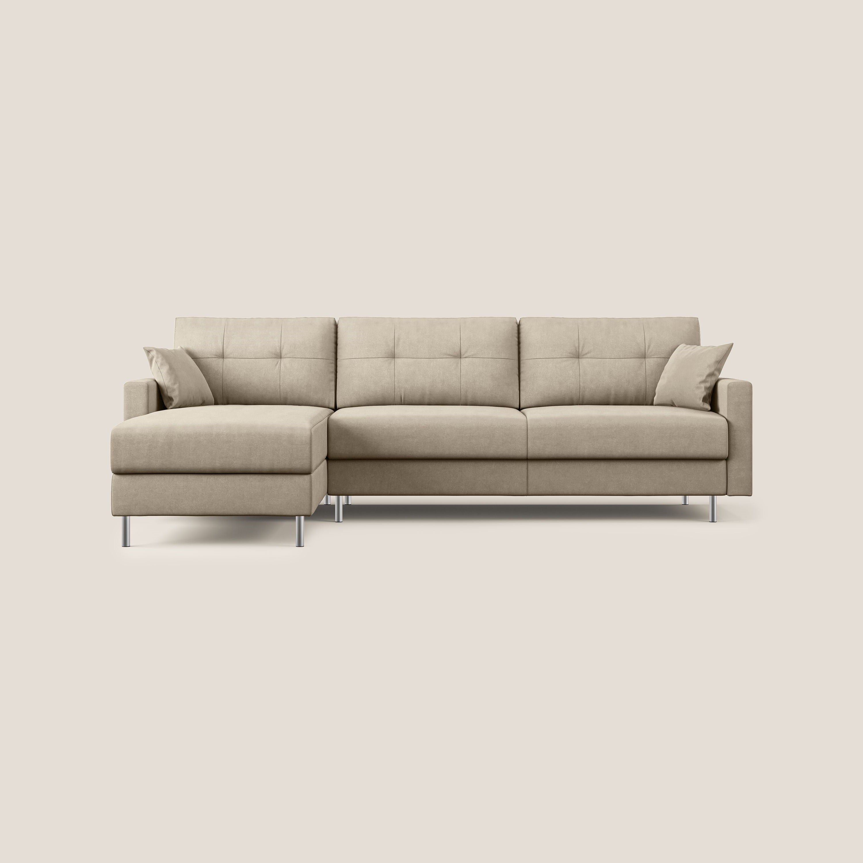 Megan divano letto angolare in microfibra smacchiabile T11 tortora - divani.store
