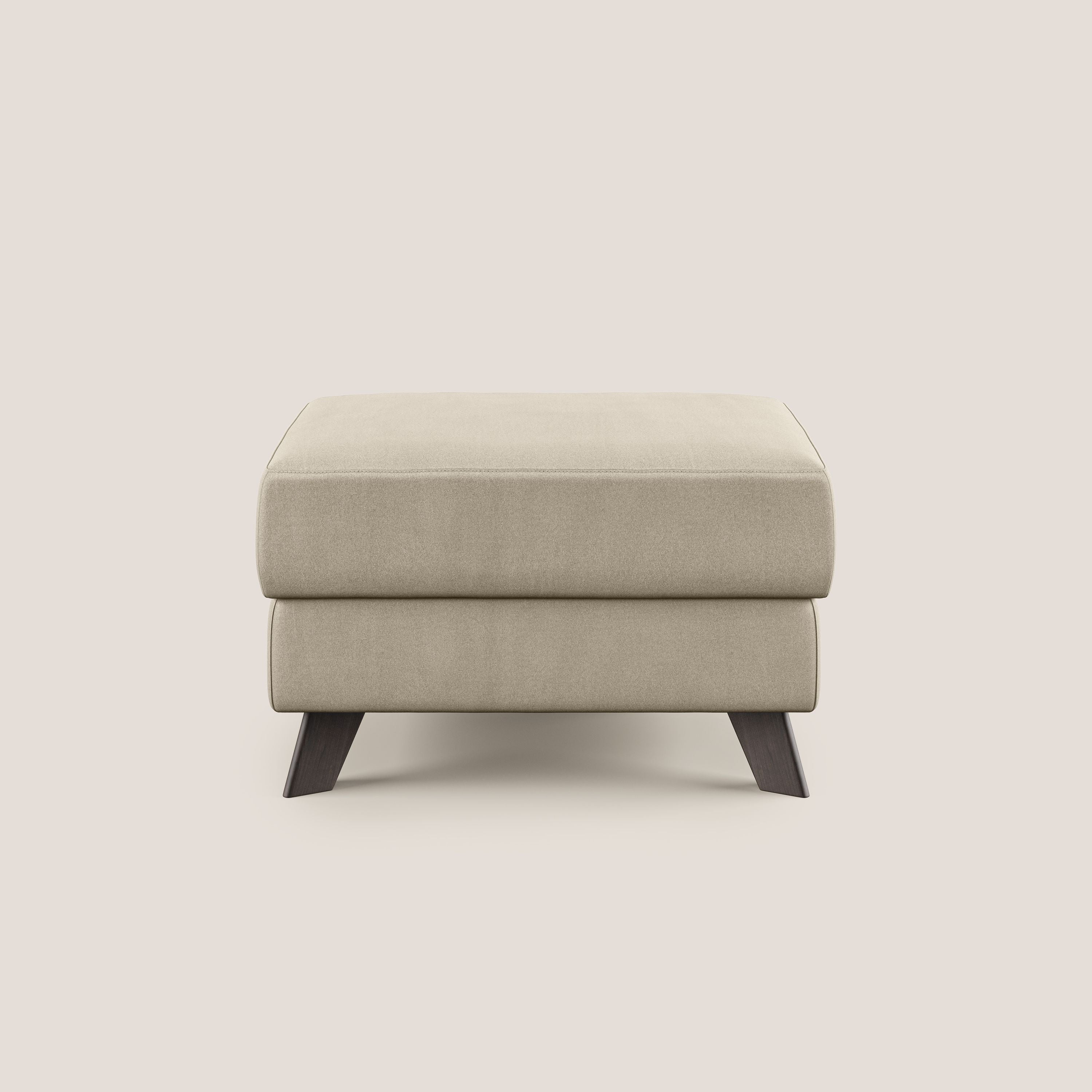 Moon Pouf contenitore e piedini alti in microfibra impermeabile T11 tortora - divani.store