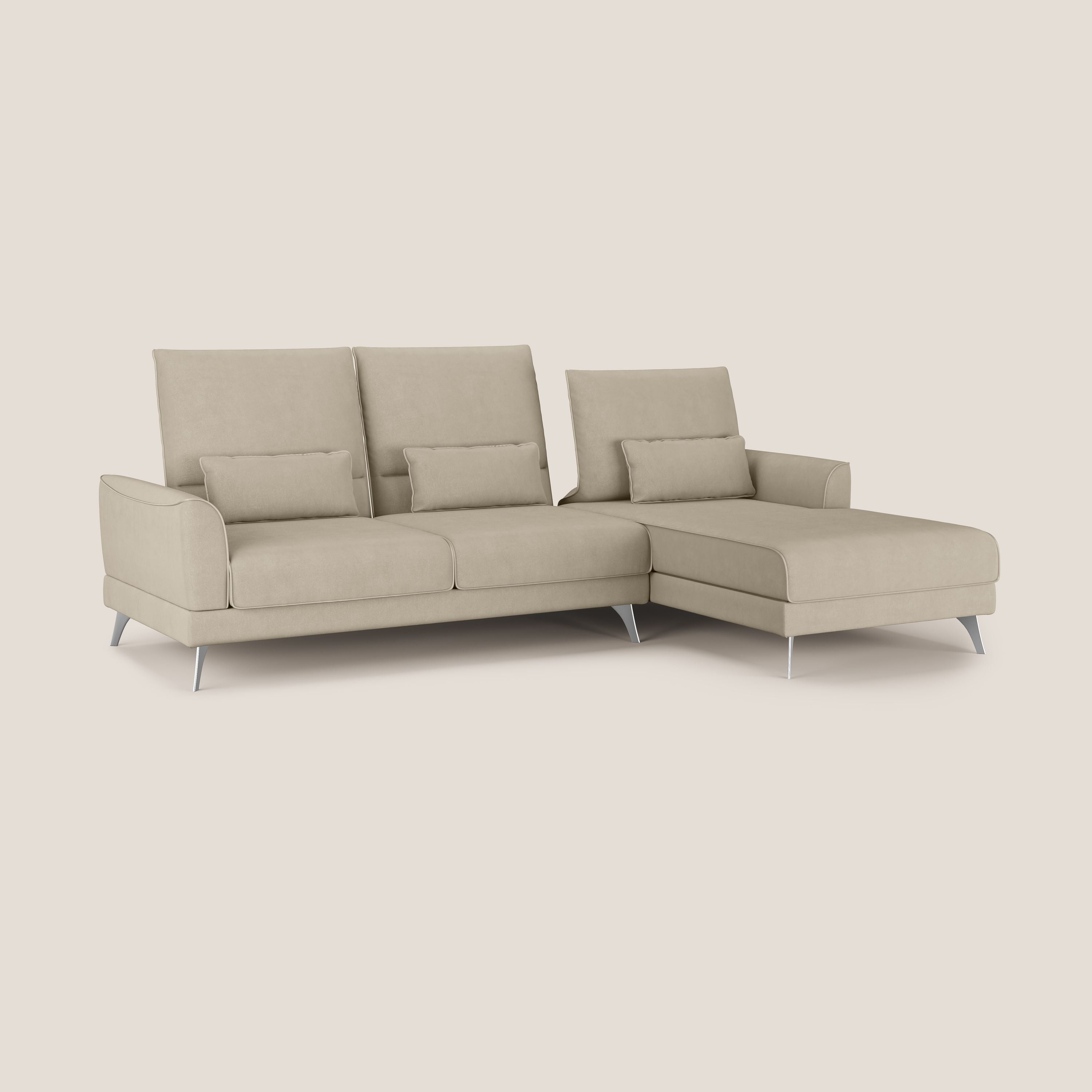 Tommy Divano angolare con relax e schienali traslanti in microfibra smacchiabile T11 tortora - divani.store