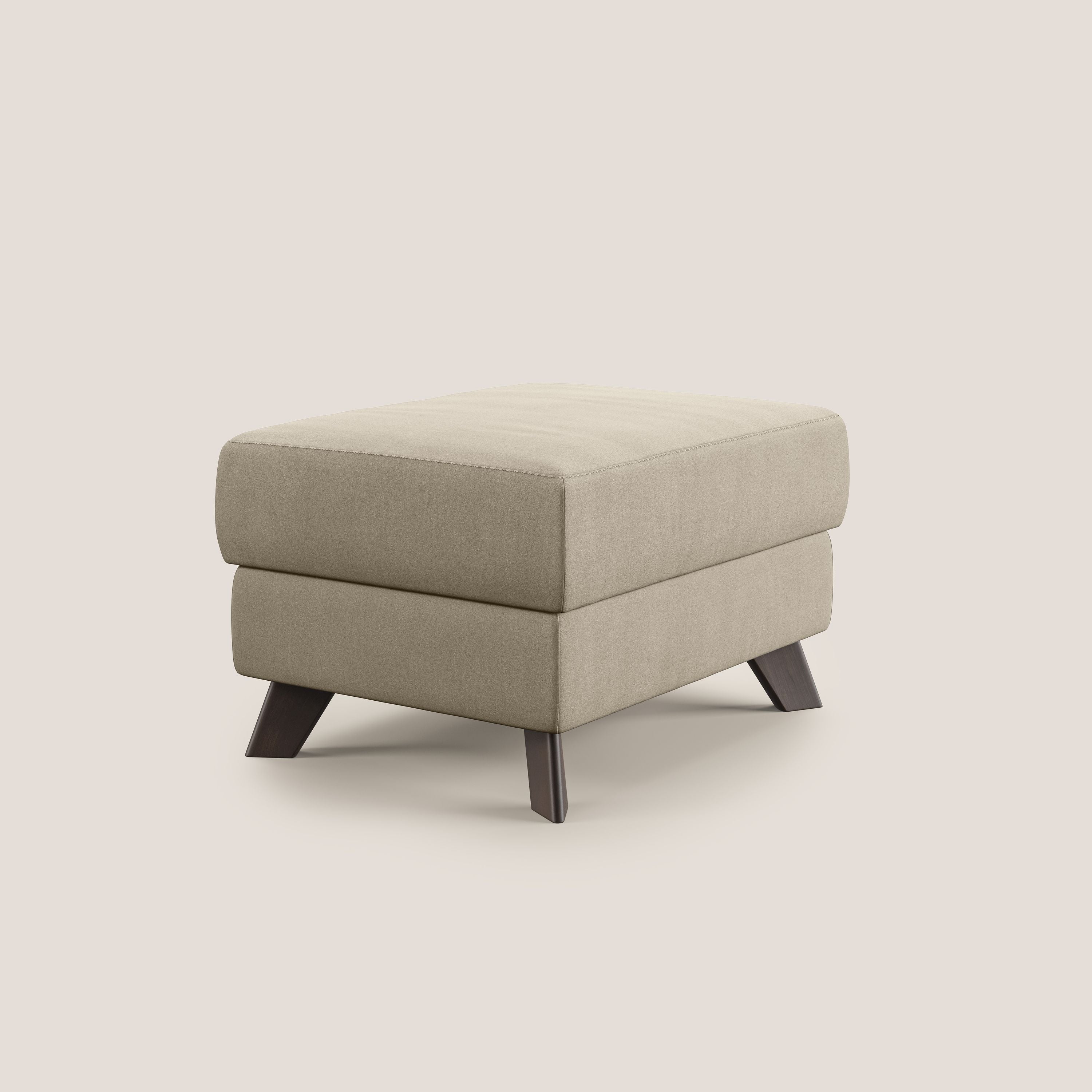 Moon Pouf contenitore e piedini alti in microfibra impermeabile T11 tortora - divani.store