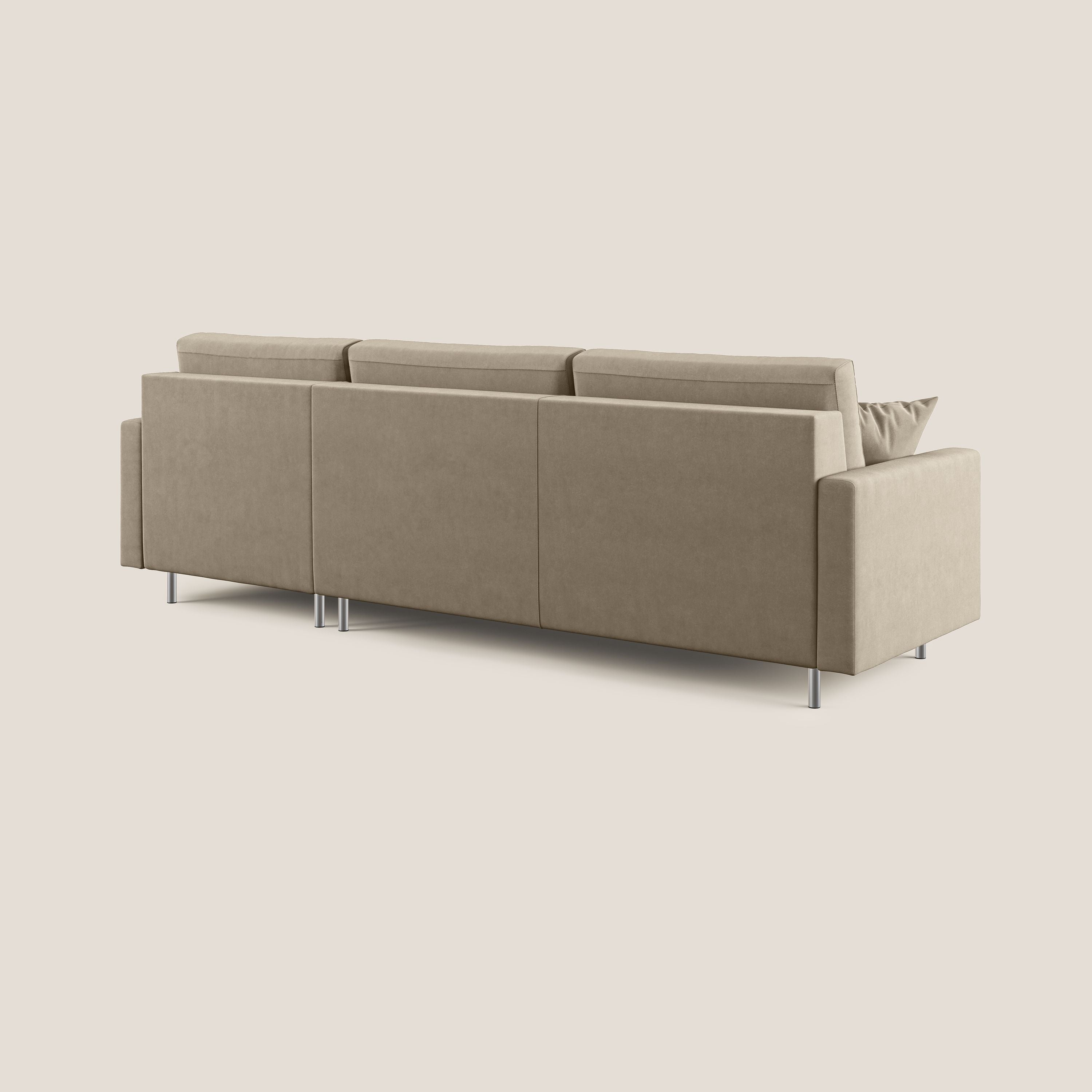 Megan divano letto angolare in microfibra smacchiabile T11 tortora - divani.store