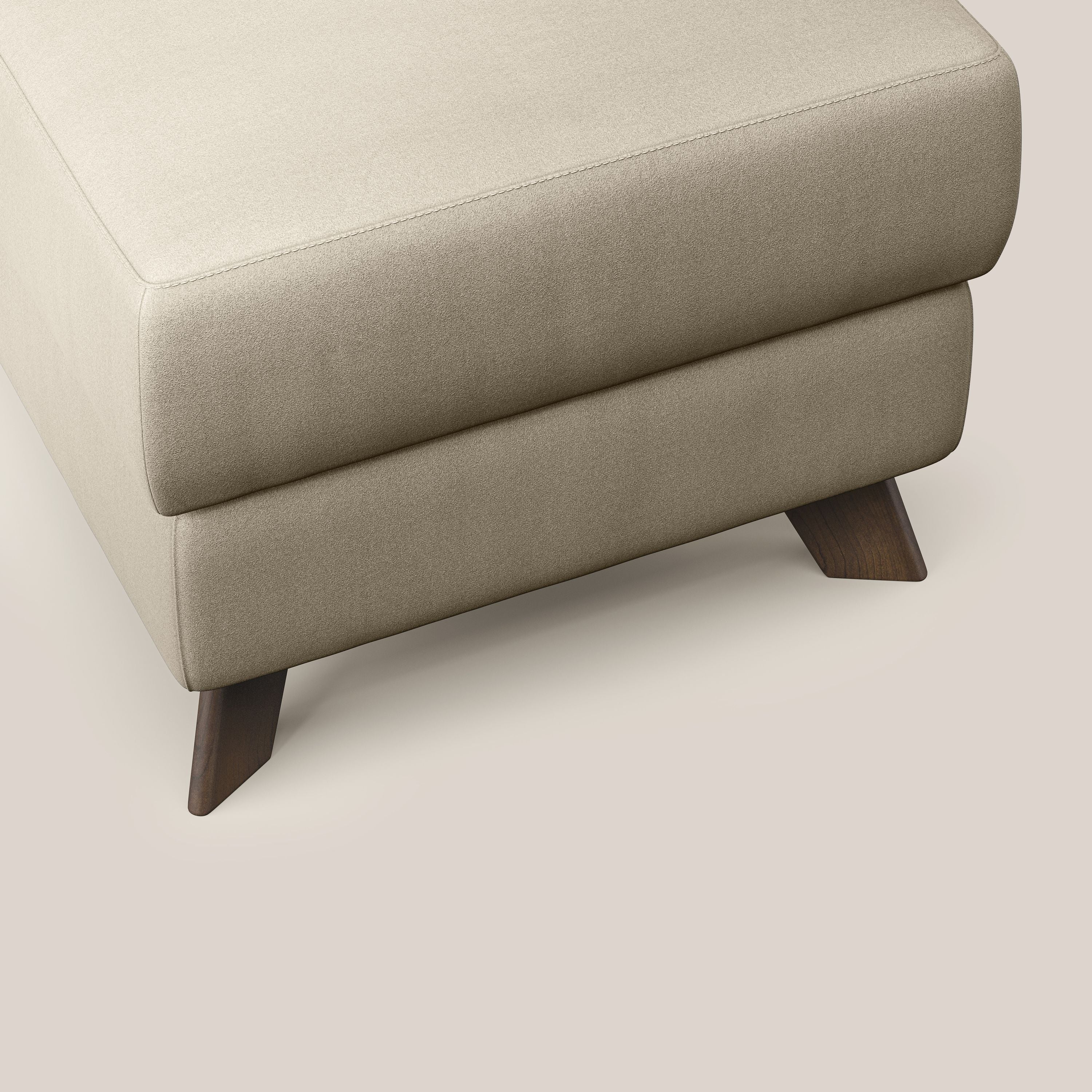 Moon Pouf contenitore e piedini alti in microfibra impermeabile T11 tortora - divani.store