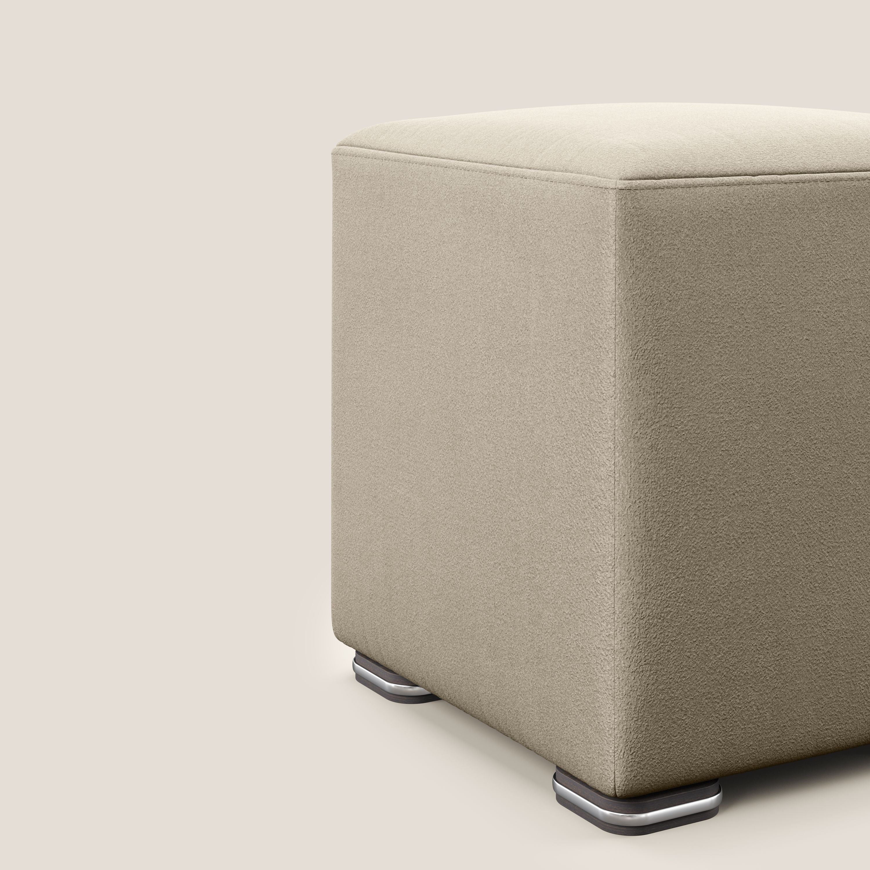 Cube pouf in microfibra smacchiabile T11 tortora - divani.store
