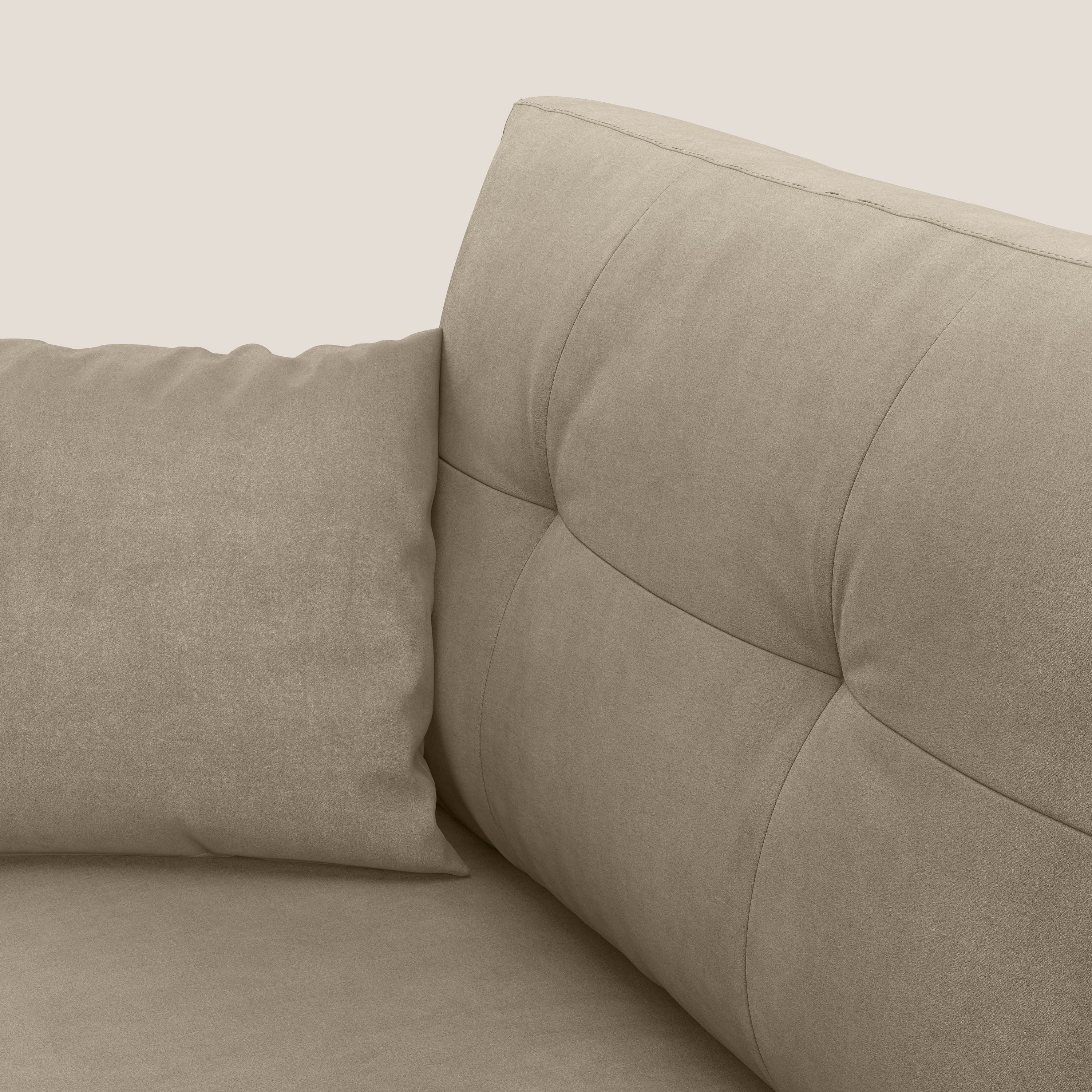 Megan divano letto angolare in microfibra smacchiabile T11 tortora - divani.store