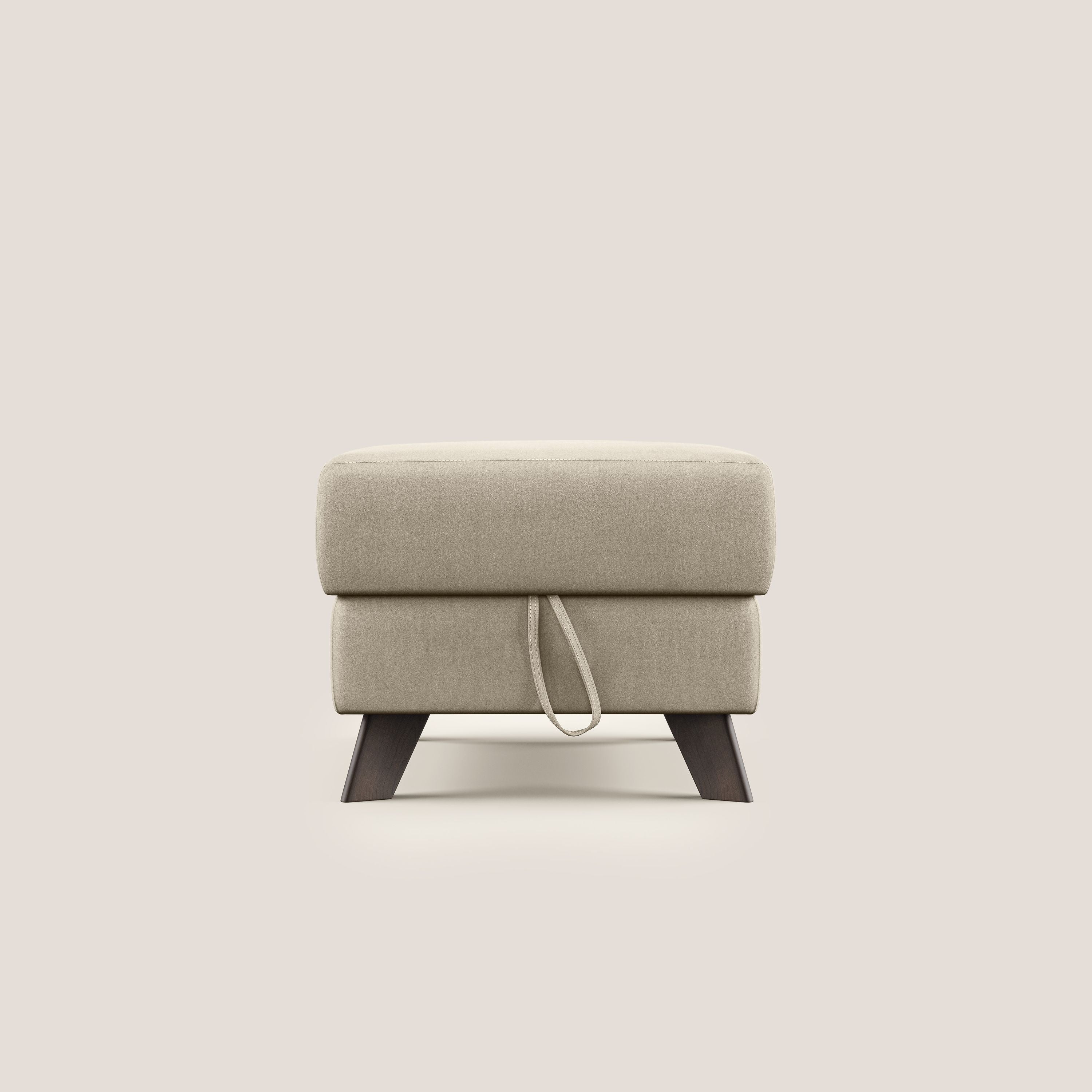 Moon Pouf contenitore e piedini alti in microfibra impermeabile T11 tortora - divani.store