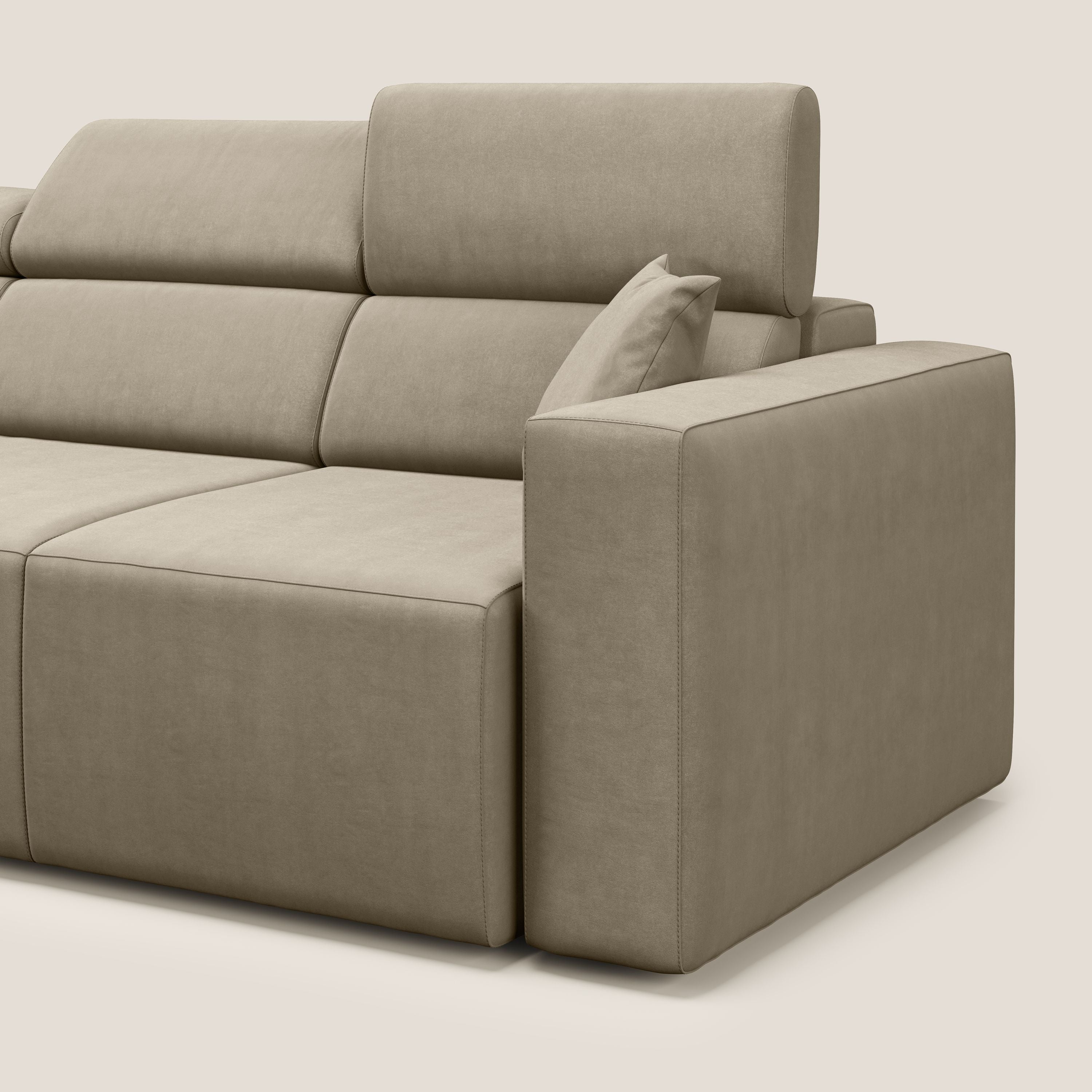 Orwell divano con 3 sedute estraibili in microfibra smacchiabile T11 tortora - divani.store