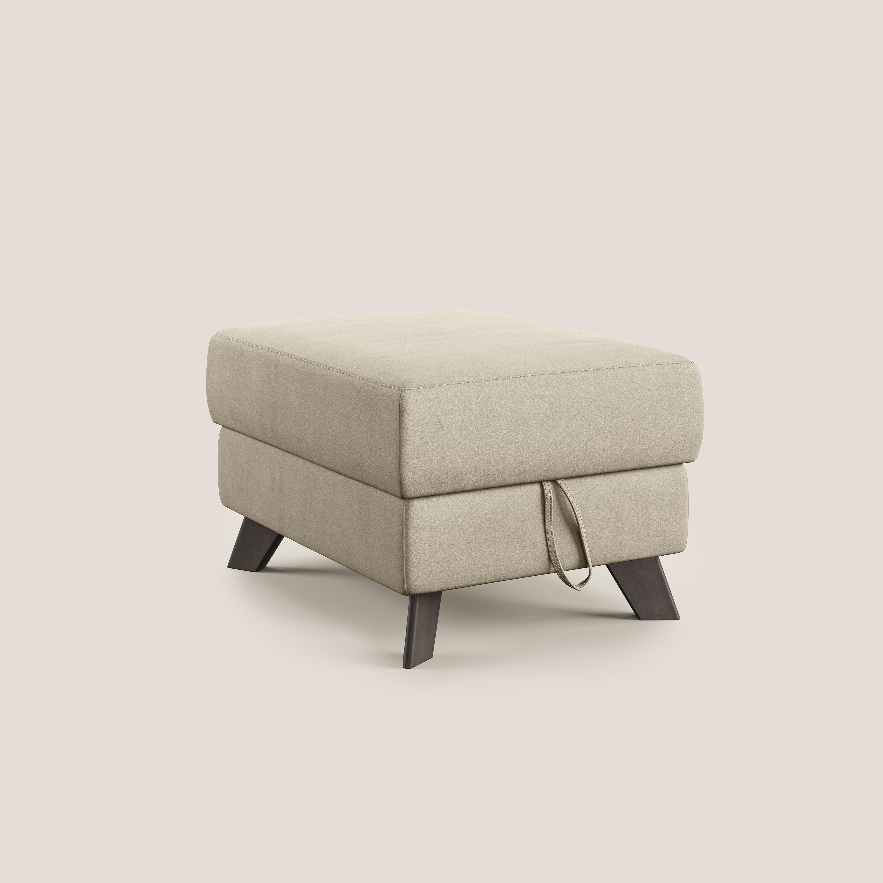 Moon Pouf contenitore e piedini alti in microfibra impermeabile T11 tortora - divani.store