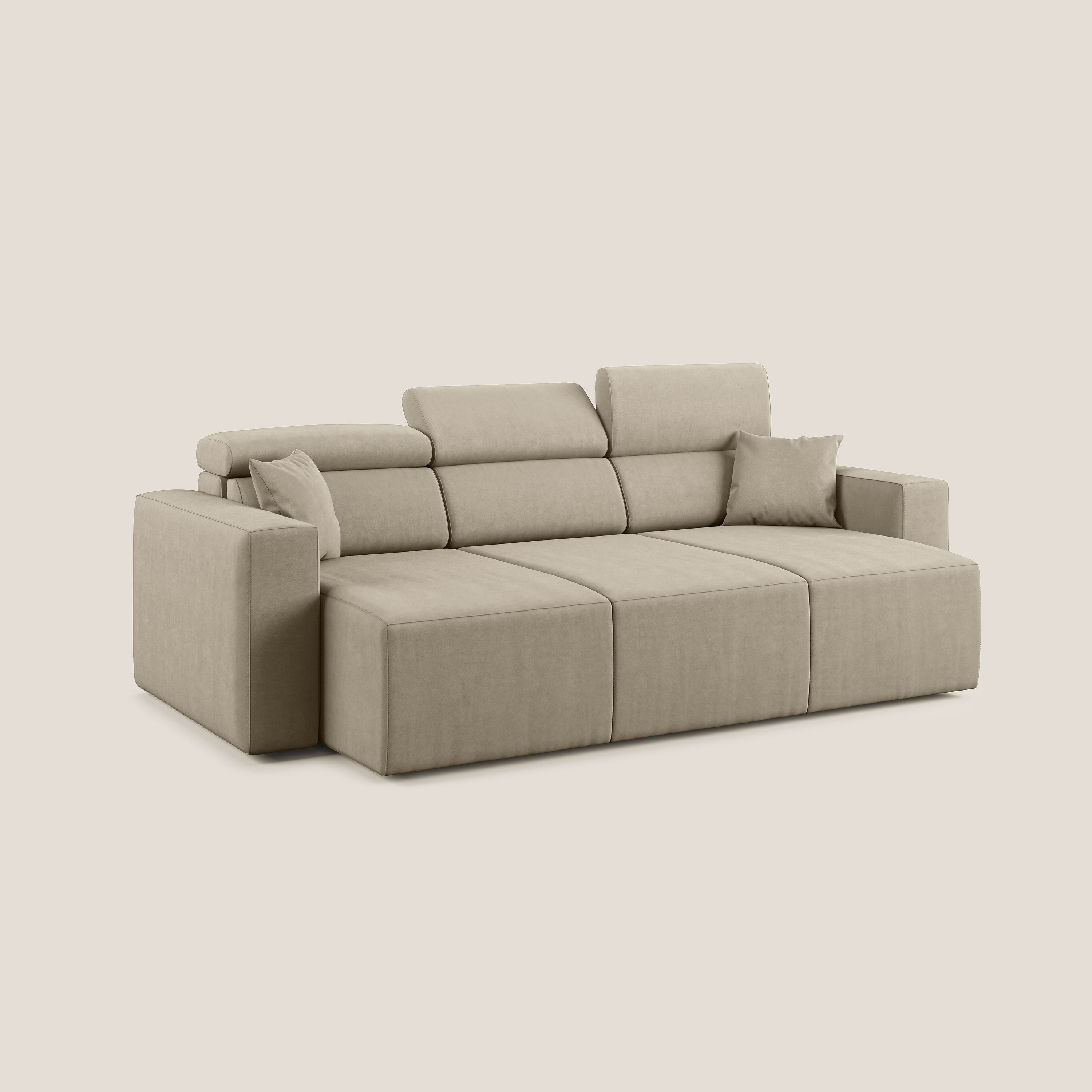 Orwell divano con 3 sedute estraibili in microfibra smacchiabile T11 tortora - divani.store