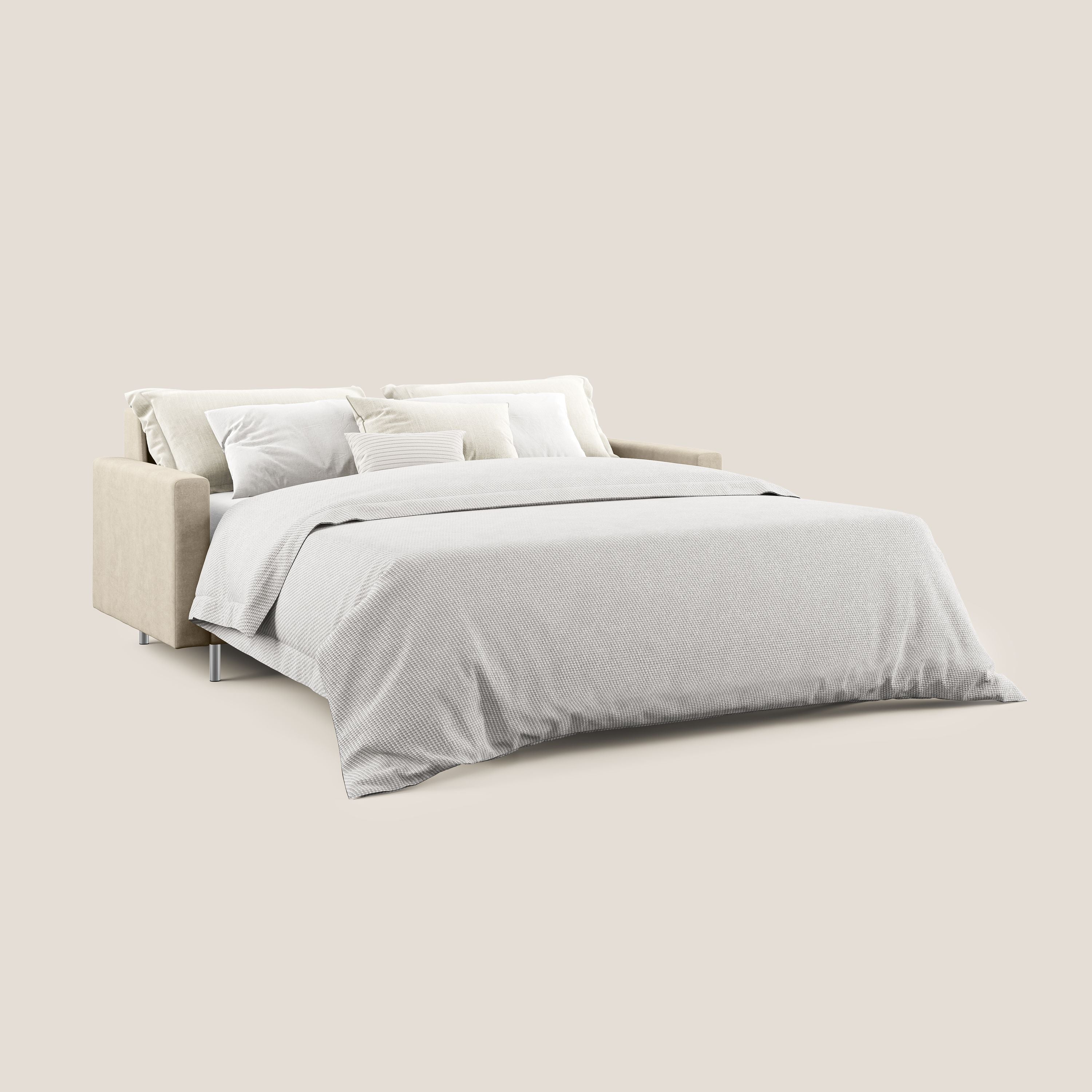 Megan divano letto matrimoniale in microfibra smacchiabile T11 tortora - divani.store