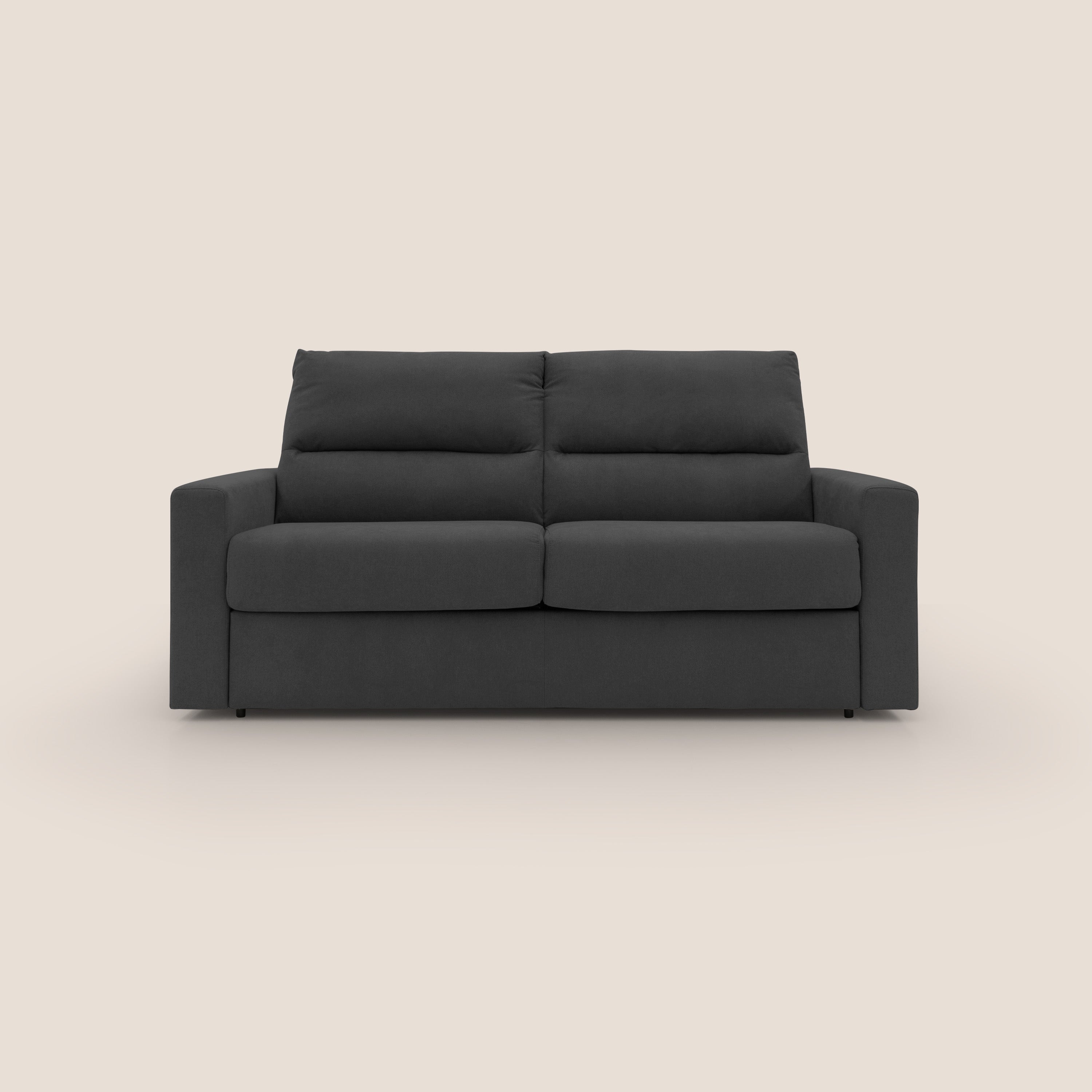 Paloma divano letto con materasso alto 18 cm con Aloe Vera in tessuto impermeabile nero - divani.store